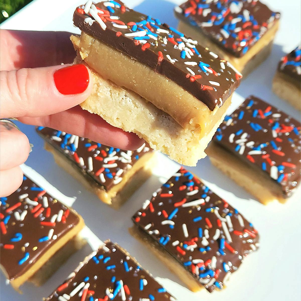 Red, White, & Blue Millionaires Shortbread Tray by Shortbread Society