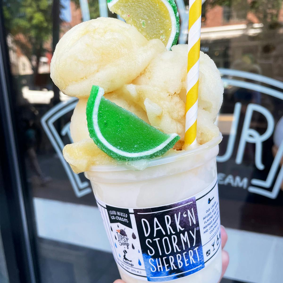 "Goslings Dark 'N Stormy® Sherbert" Boozy Ice Cream - 4 Pints by Tipsy Scoop Boozy Ice Cream - Alternate image 1