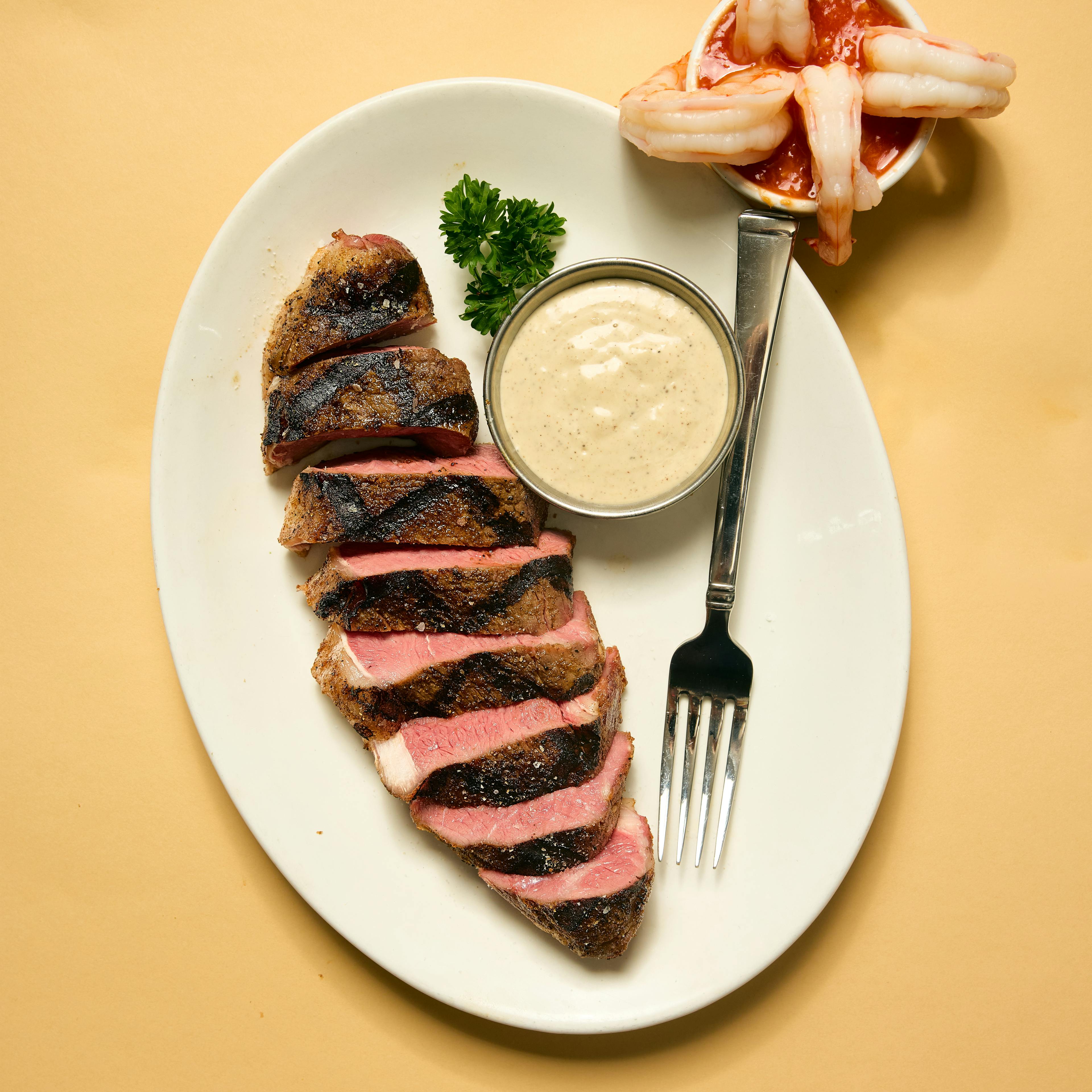 USDA Prime Dry Aged NY Strip & Shrimp Cocktail Dinner for 2 by St. Elmo Steak House - Alternate image 2