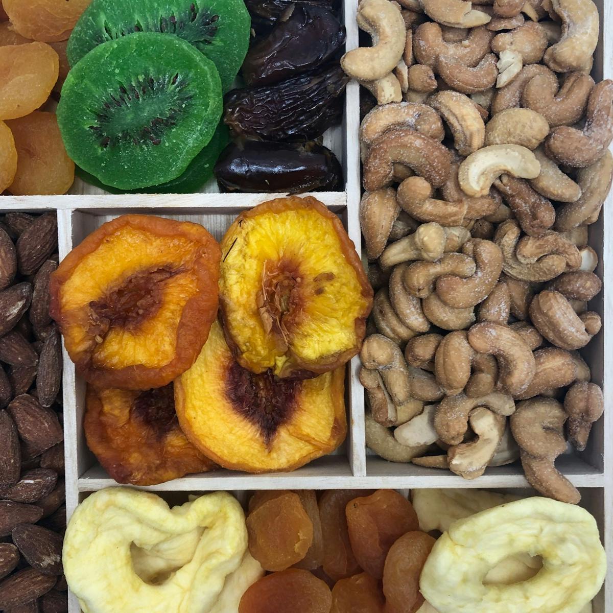 Rosh Hashanah Fruit & Nut Tray + Chocolate New Year Bar by Sugar Plum - Alternate image 1