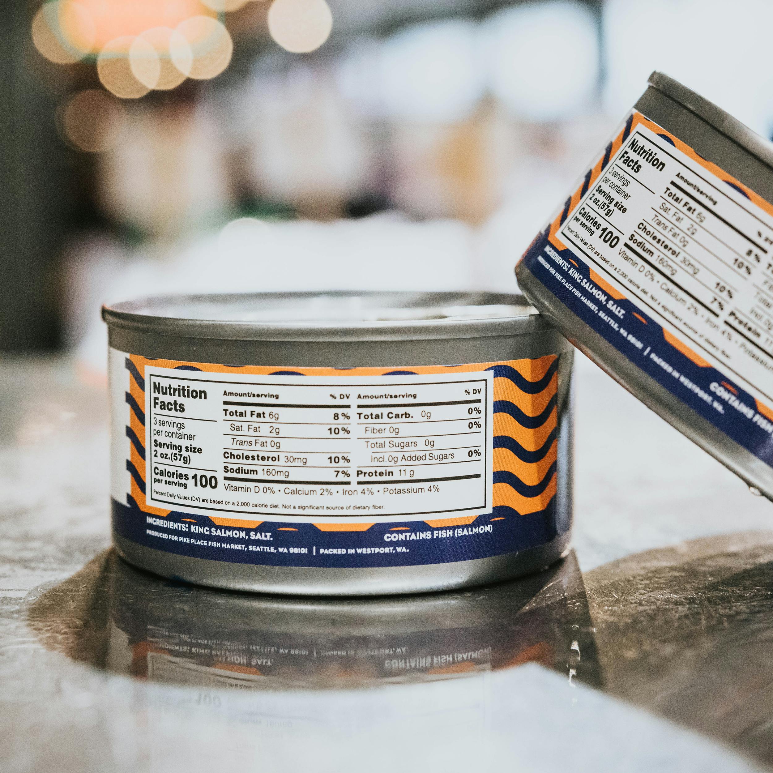 Wild Pacific King Salmon - Tinned, Ready To Eat, 6 oz. by Pike Place Fish Market - Alternate image 2