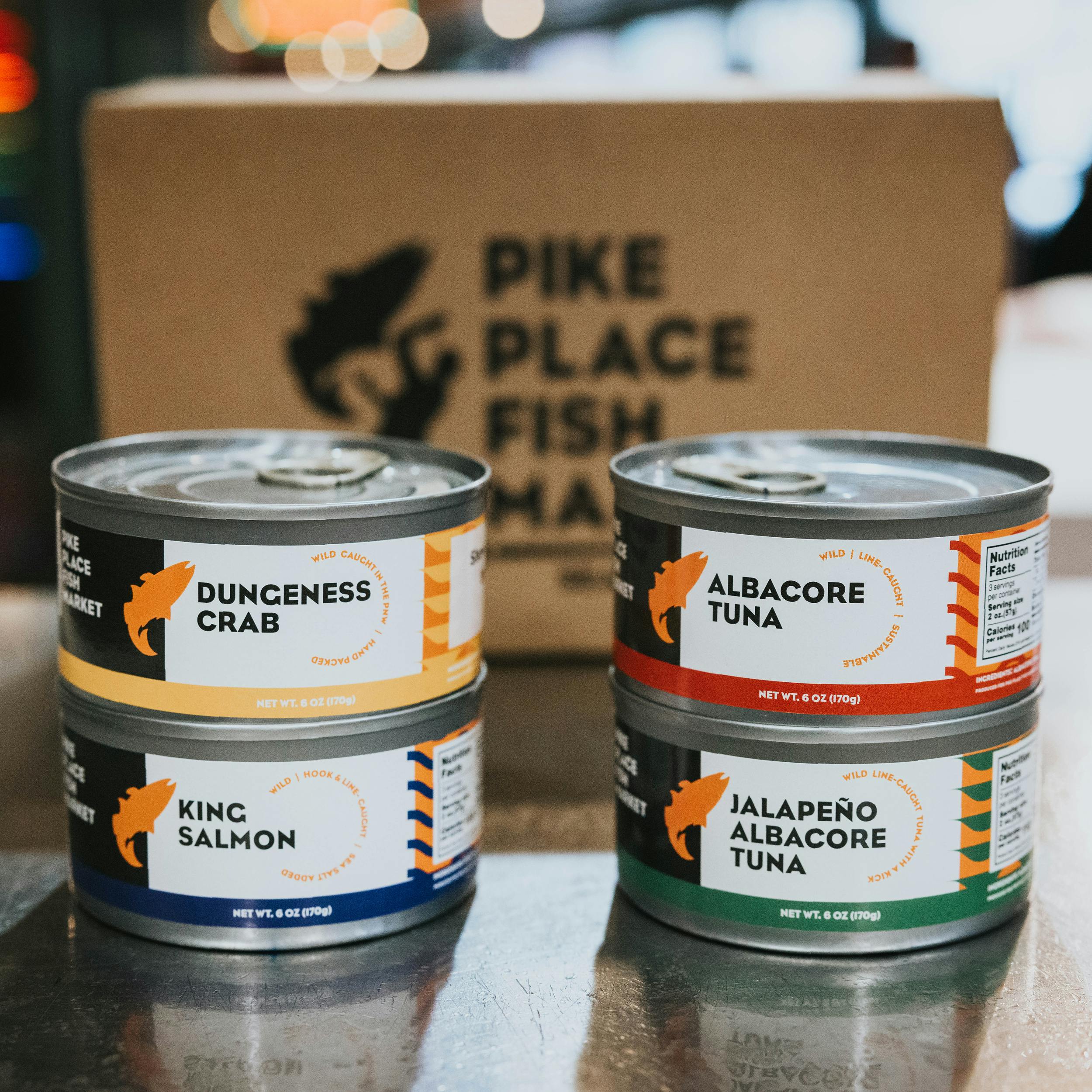 Tinned Seafood Gift Pack - 4 Cans, 6 oz. Each by Pike Place Fish Market