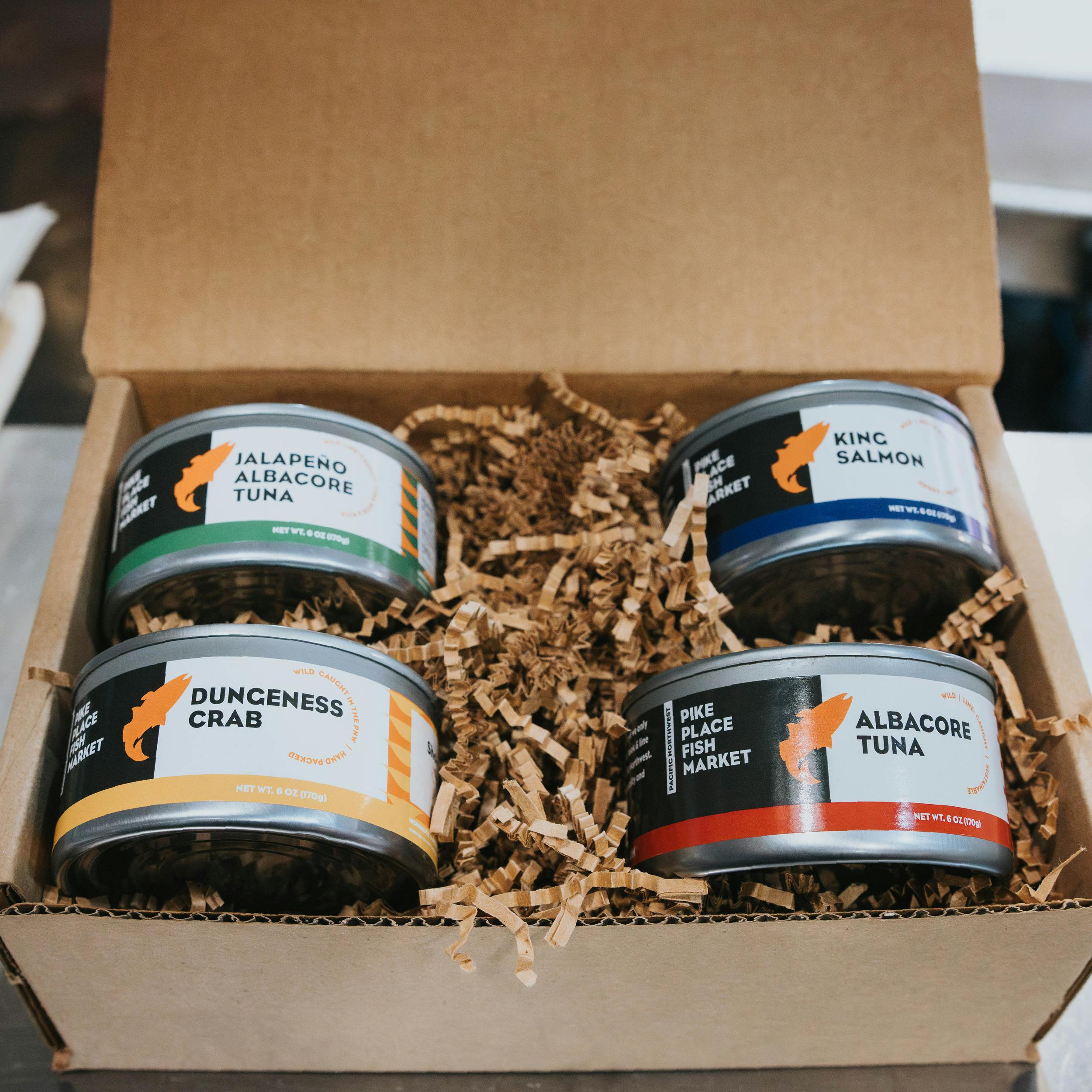 Tinned Seafood Gift Pack - 4 Cans, 6 oz. Each by Pike Place Fish Market - Alternate image 1
