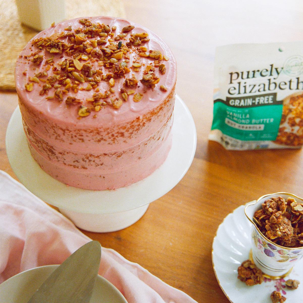 Sweet Laurel x Purely Elizabeth Raspberry Lemon Crunch Cake by Sweet Laurel Bakery