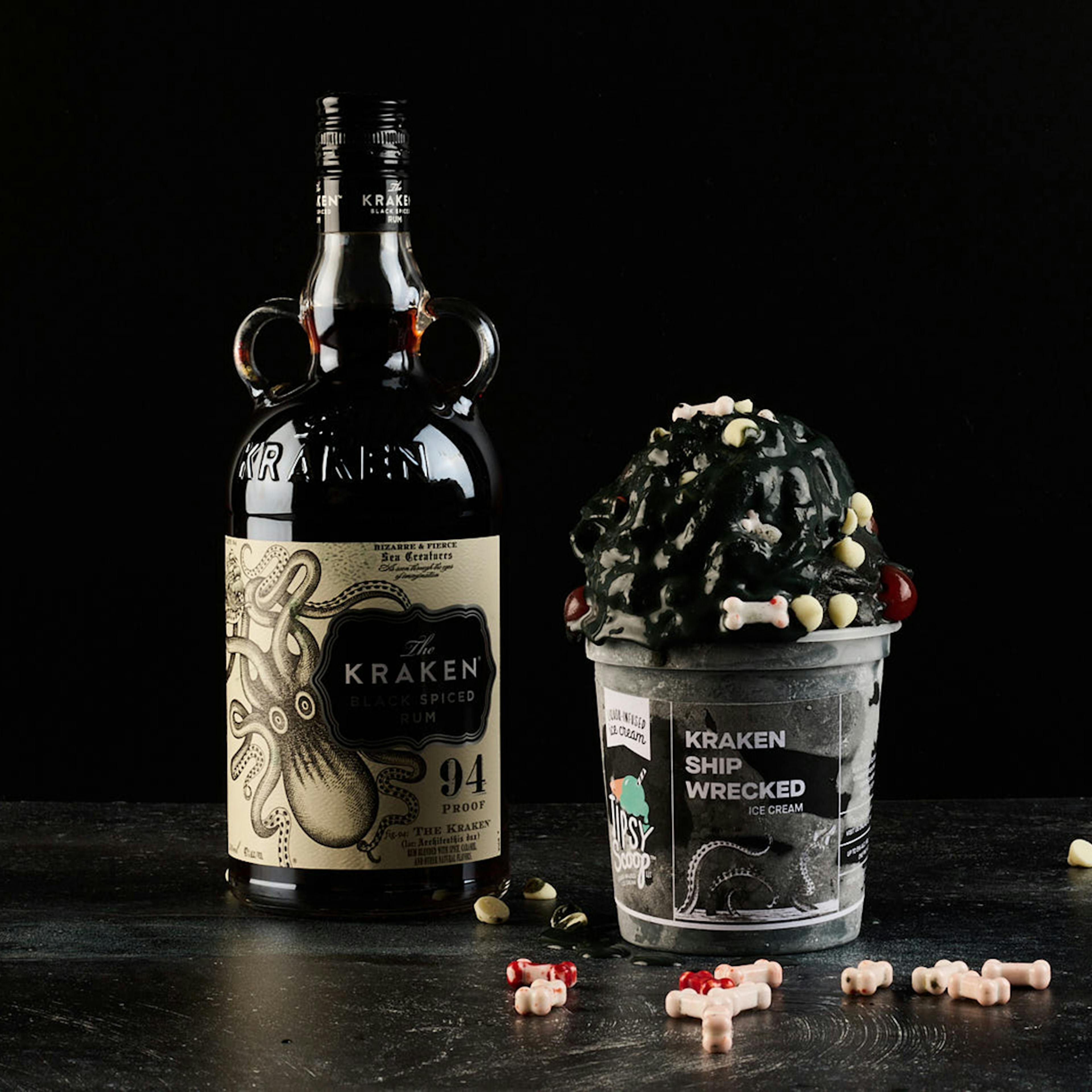 "Kraken Ship Wrecked" Boozy Ice Cream - 4 Pints by Tipsy Scoop Boozy Ice Cream