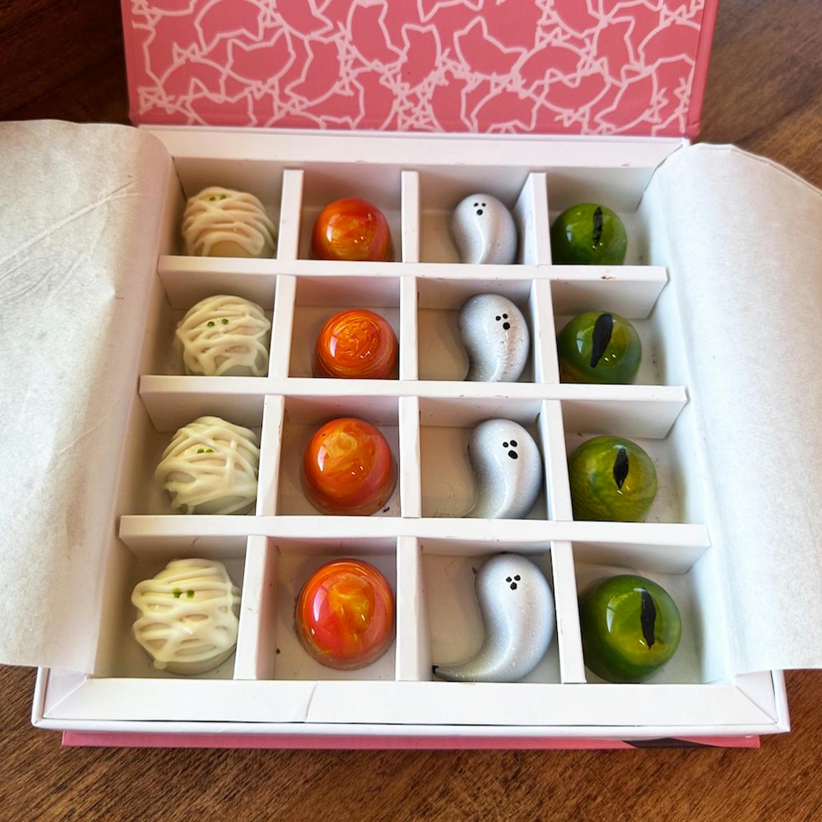Halloween Chocolate Bonbon Gift Box - 16 Pieces by Les Madeleines