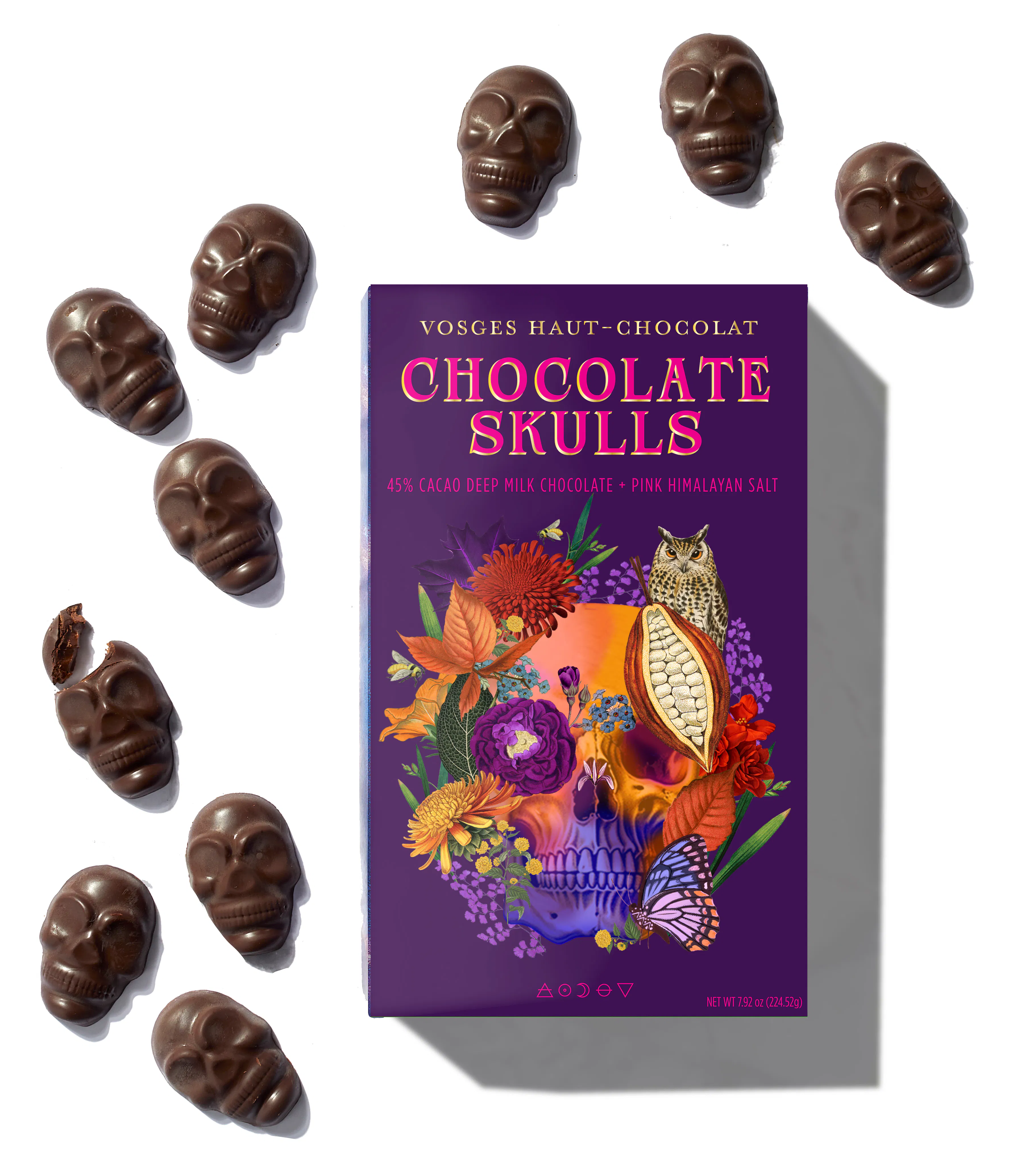 Halloween Sea Salt Milk Chocolate Skulls - 18 Pieces by Vosges Haut-Chocolat