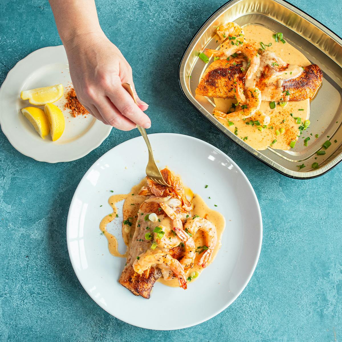 Atlantic Salmon & Shrimp Alexander for 2 by Pappadeaux Seafood Kitchen - Alternate image 1