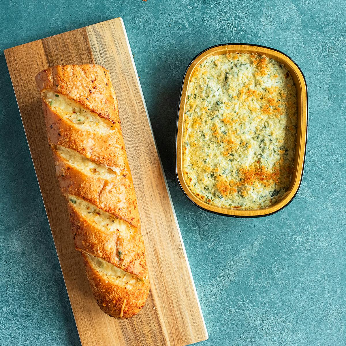 Spinach Dip + Garlic Bread for 2-3 by Pappadeaux Seafood Kitchen