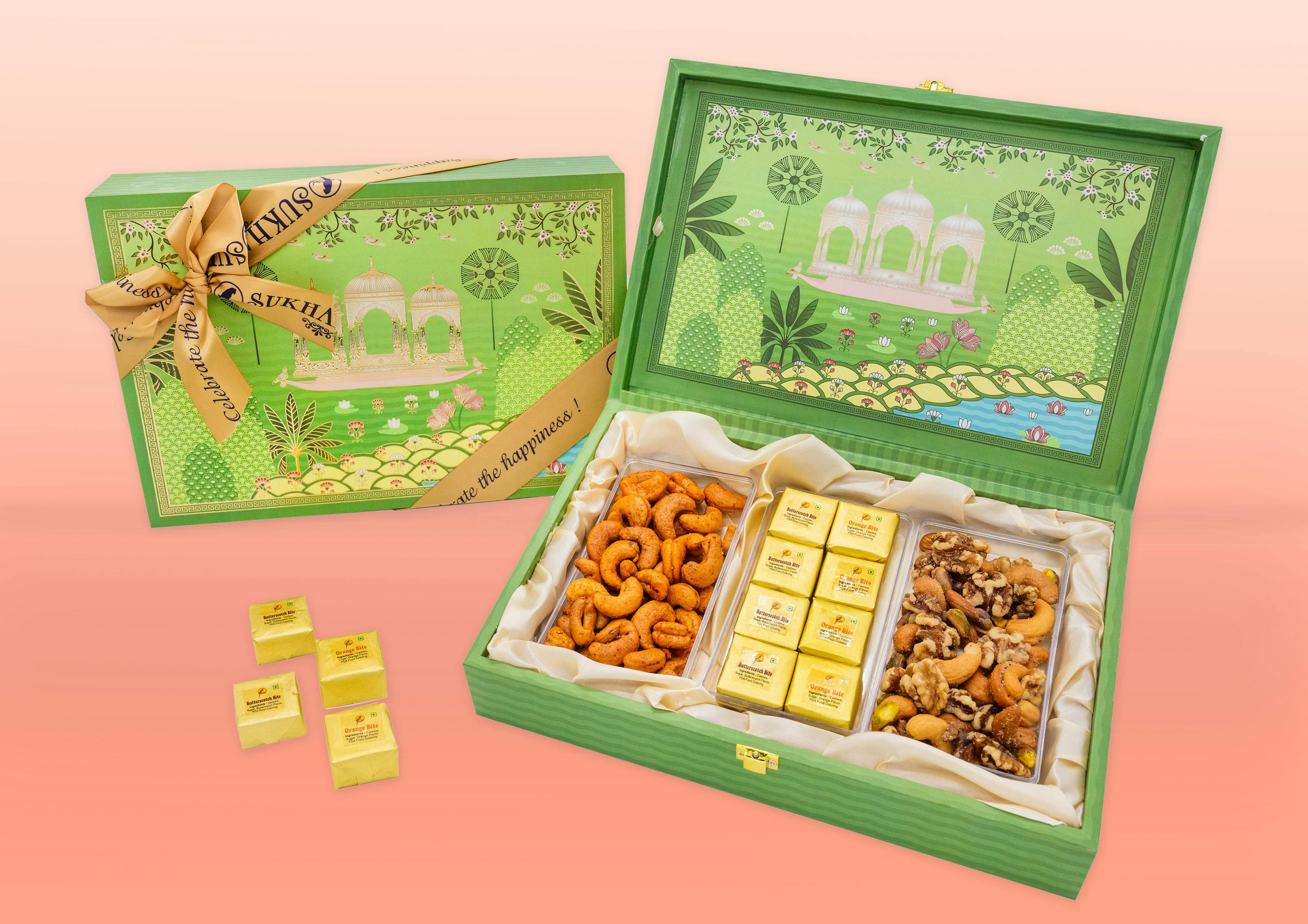 Haveli Gardens Cashew & Bites Gift Box by Sukhadia's