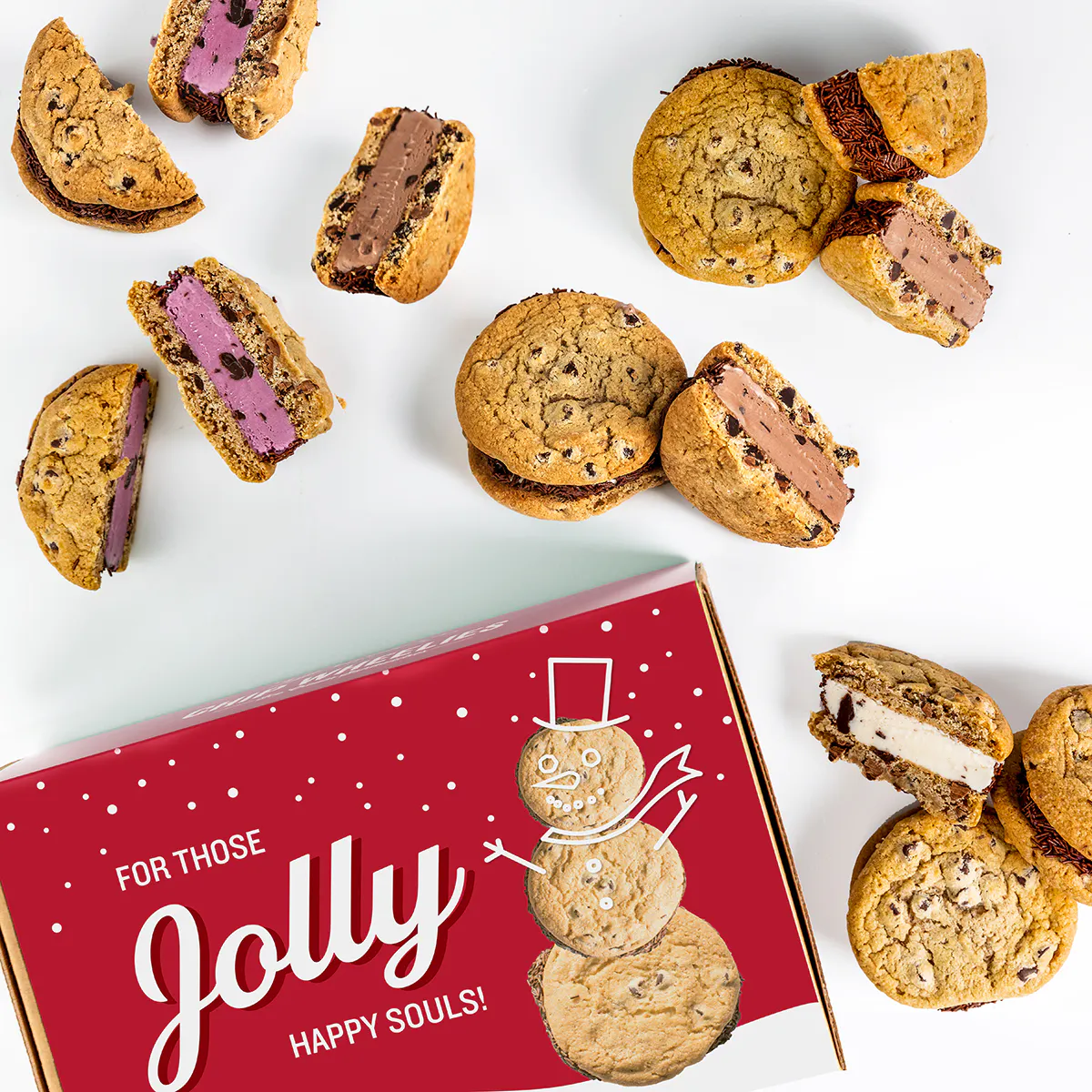 Happy Holidays “Chip Wheelies” Ice Cream Sandwiches - 12 Pack by Graeter's Ice Cream
