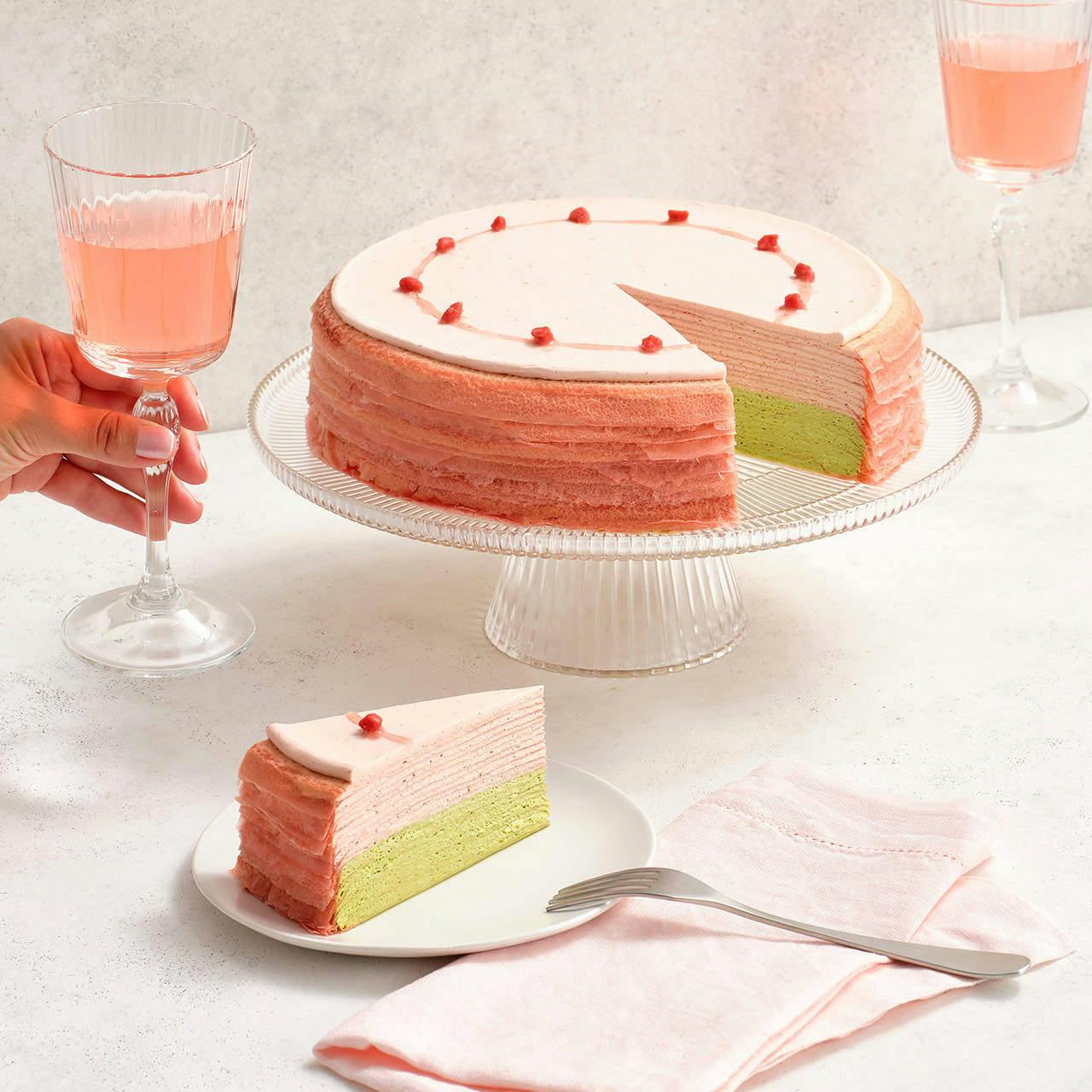 Strawberry Matcha Mille Crêpes Cake by Lady M Confections - Alternate image 1