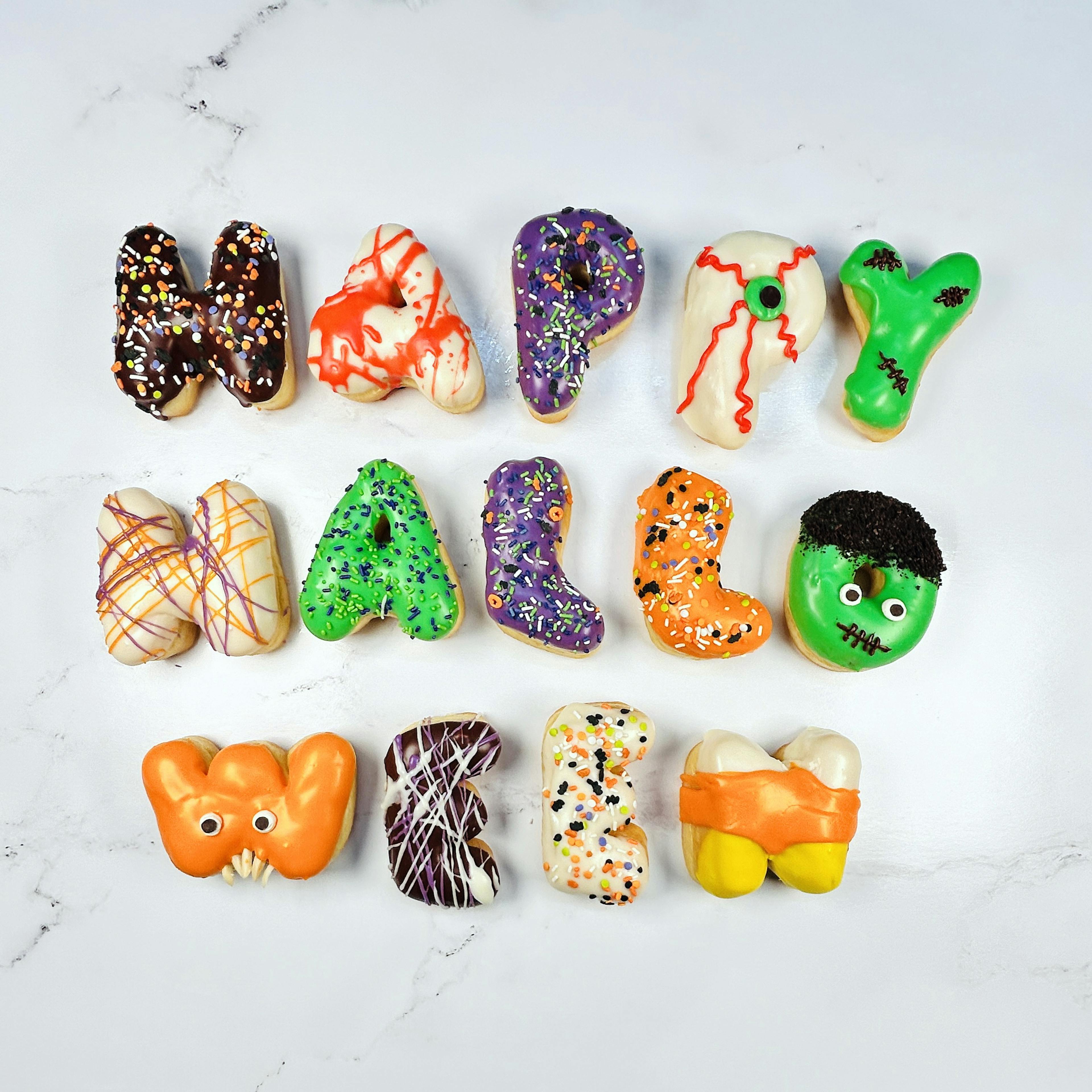Halloween Message Donuts by Angel Food Bakery