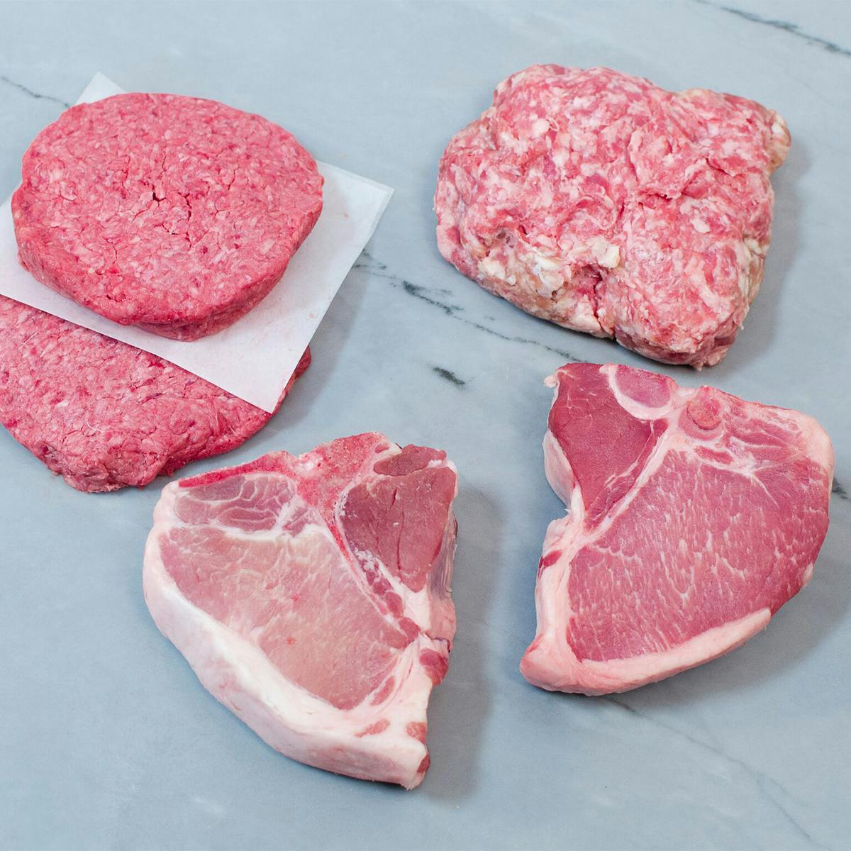Pork Chops + Ground Pork + Burger Patties for 10-12 by Heritage Foods