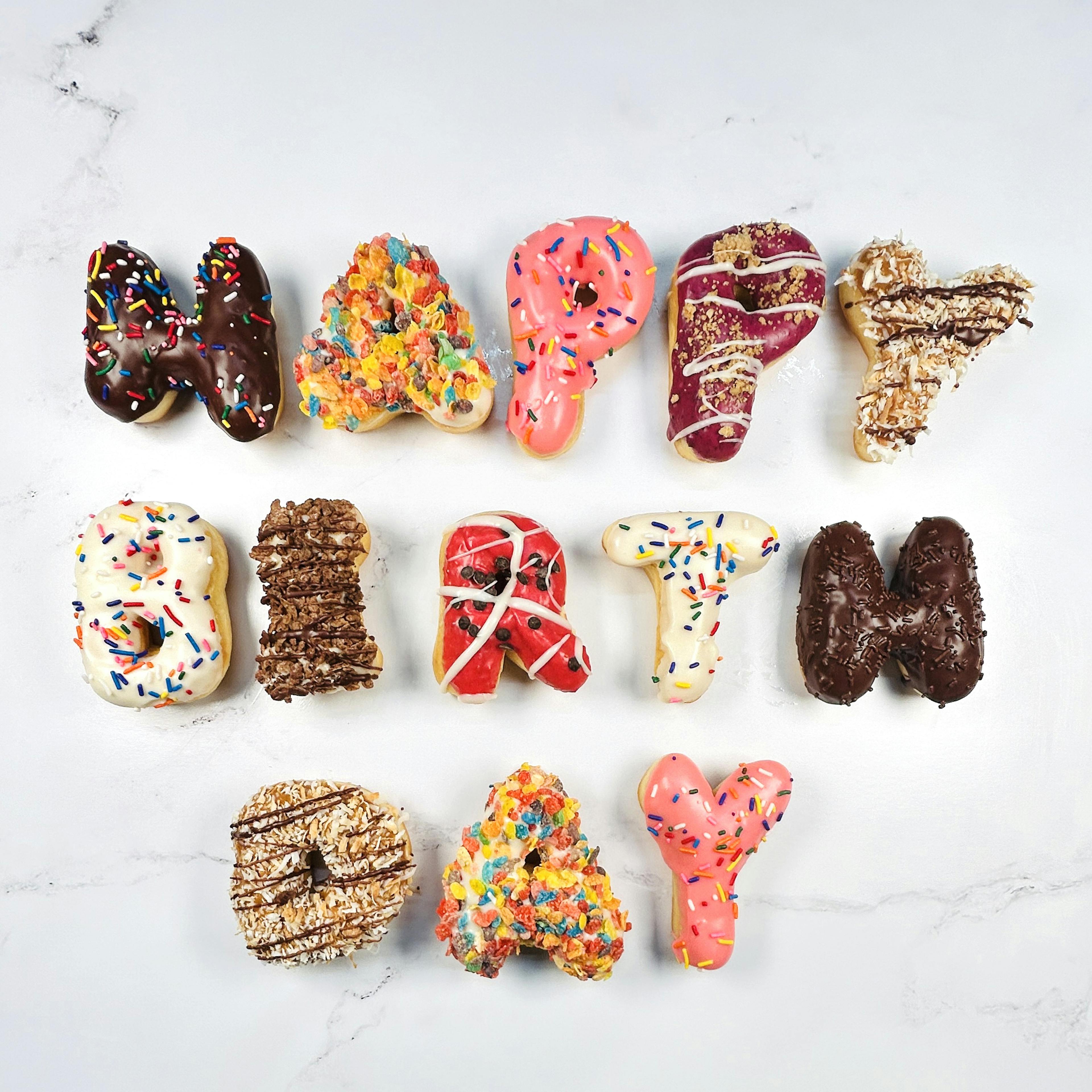 "Happy Birthday" Donuts by Angel Food Bakery