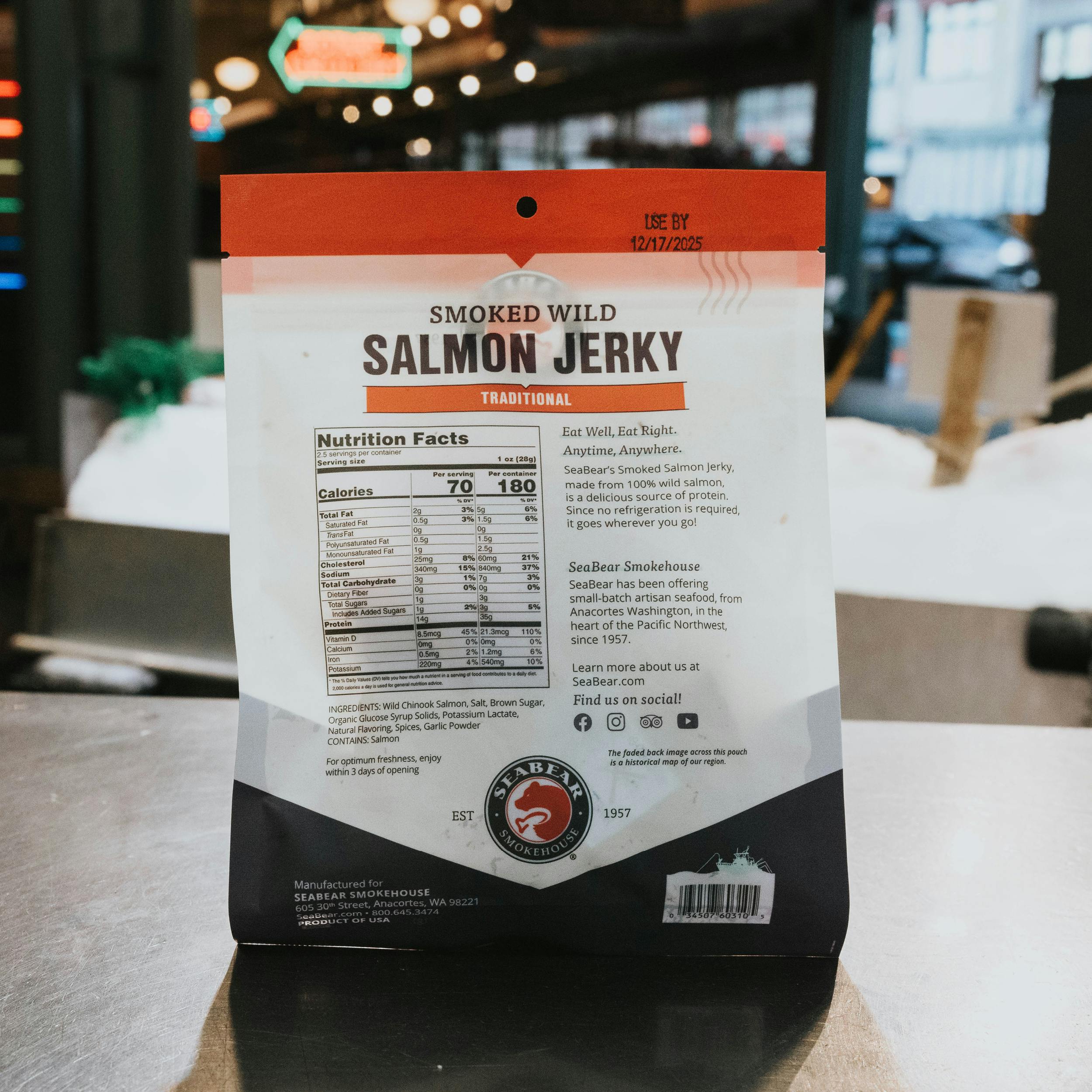 Grab & Go Salmon Jerky - Traditional, Alaska, 2.5 oz. by Pike Place Fish Market - Alternate image 1
