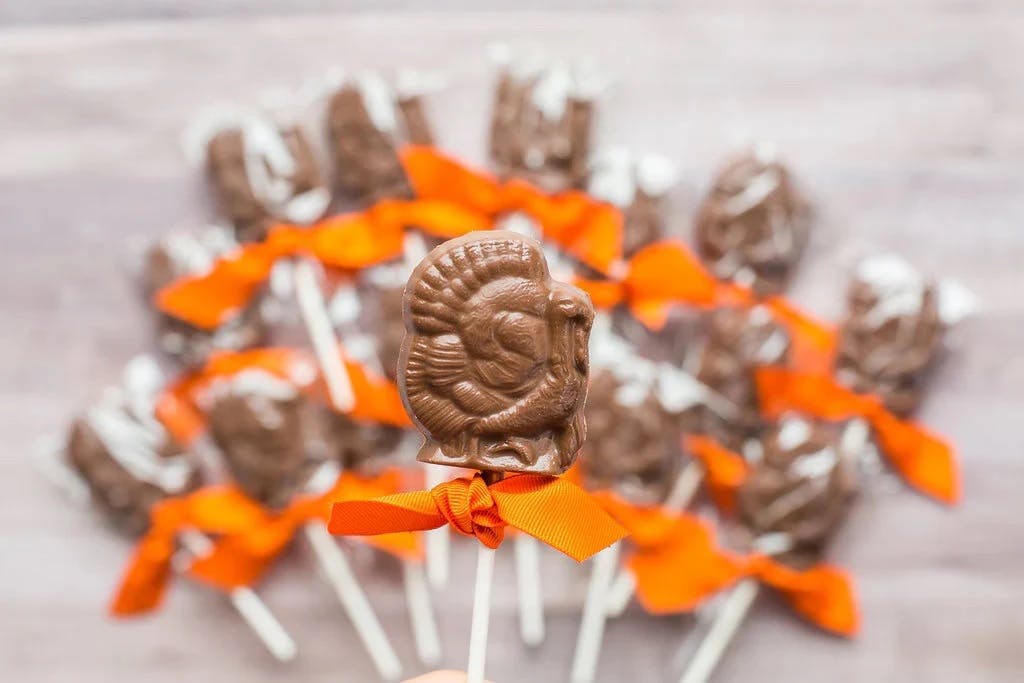 Milk Chocolate Turkey Lollipops - 10 Pack by Sugar Plum - Alternate image 1