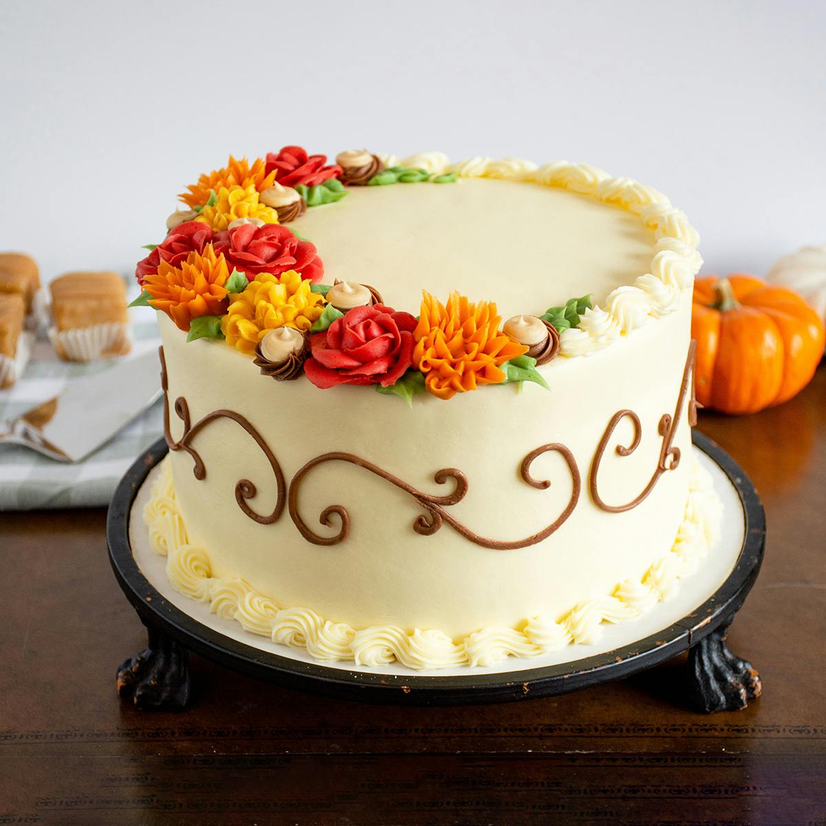 Fall Crescent Flower Cake by Edgar's Bakery