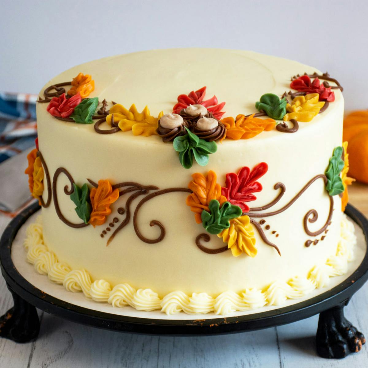 Autumn Scrollwork Cake by Edgar's Bakery