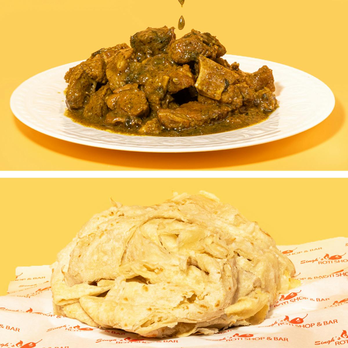 Curry Goat + Roti for 4 by Singh’s Roti Shop