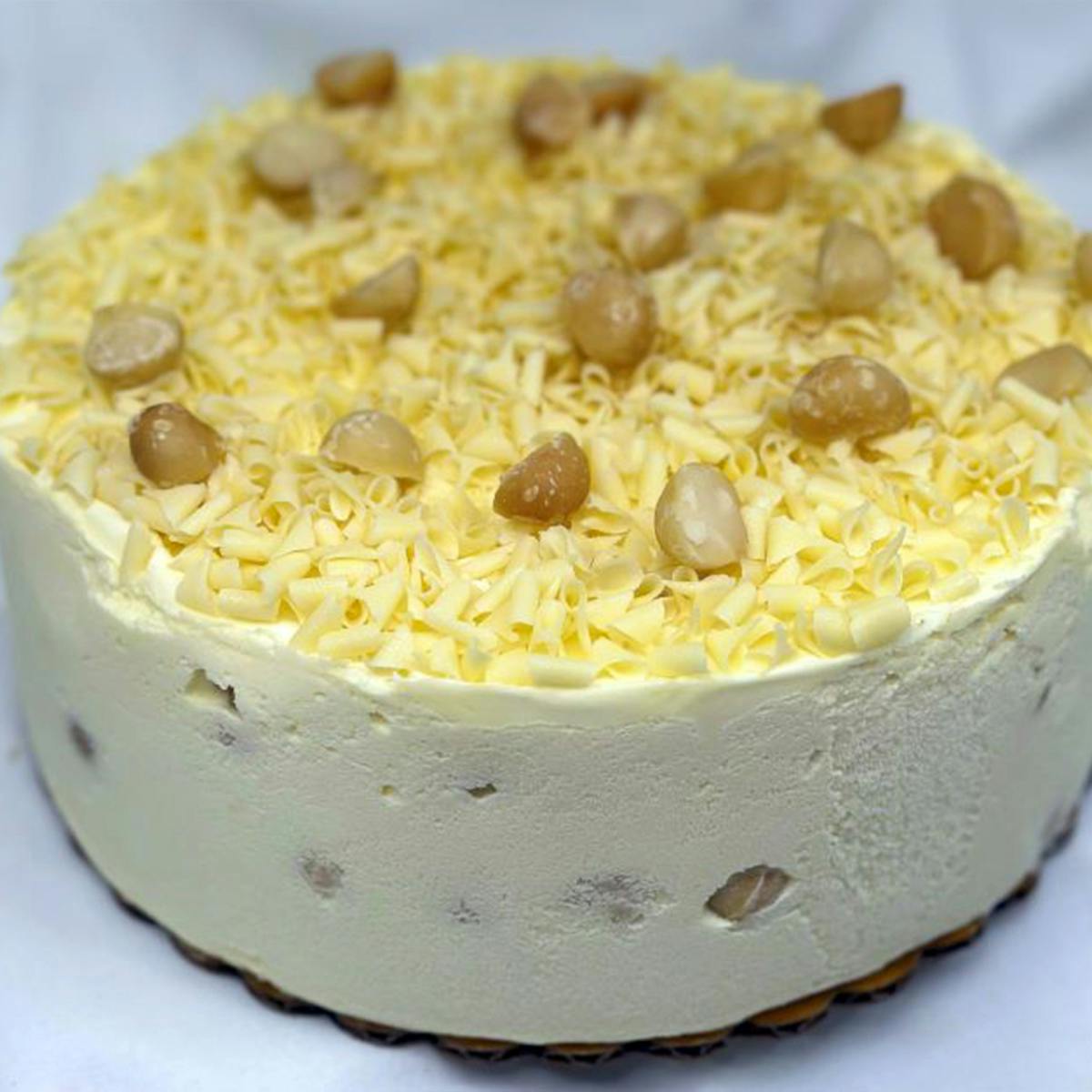 White Chocolate Macadamia Nut Mousse Cake by Filomena Ristorante