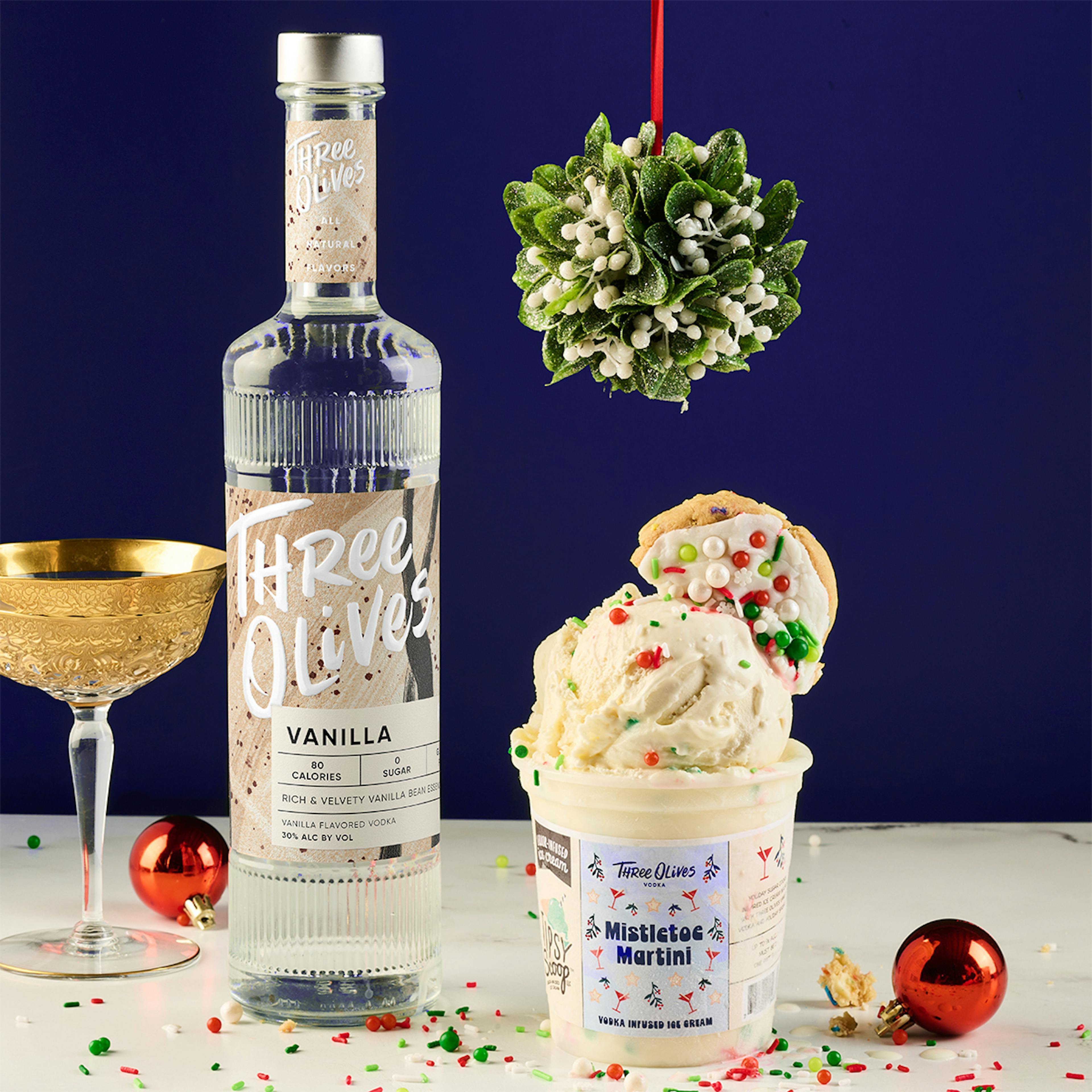 Three Olives Mistletoe Martini Boozy Ice Cream - 4 Pints by Tipsy Scoop Boozy Ice Cream