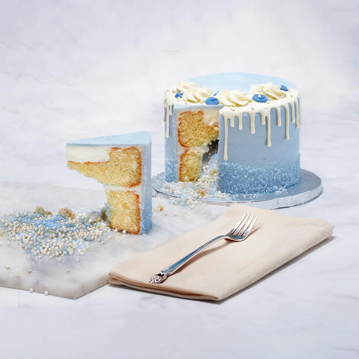 Hanukkah Sprinkle Cascade Cake by Misha's Cupcakes