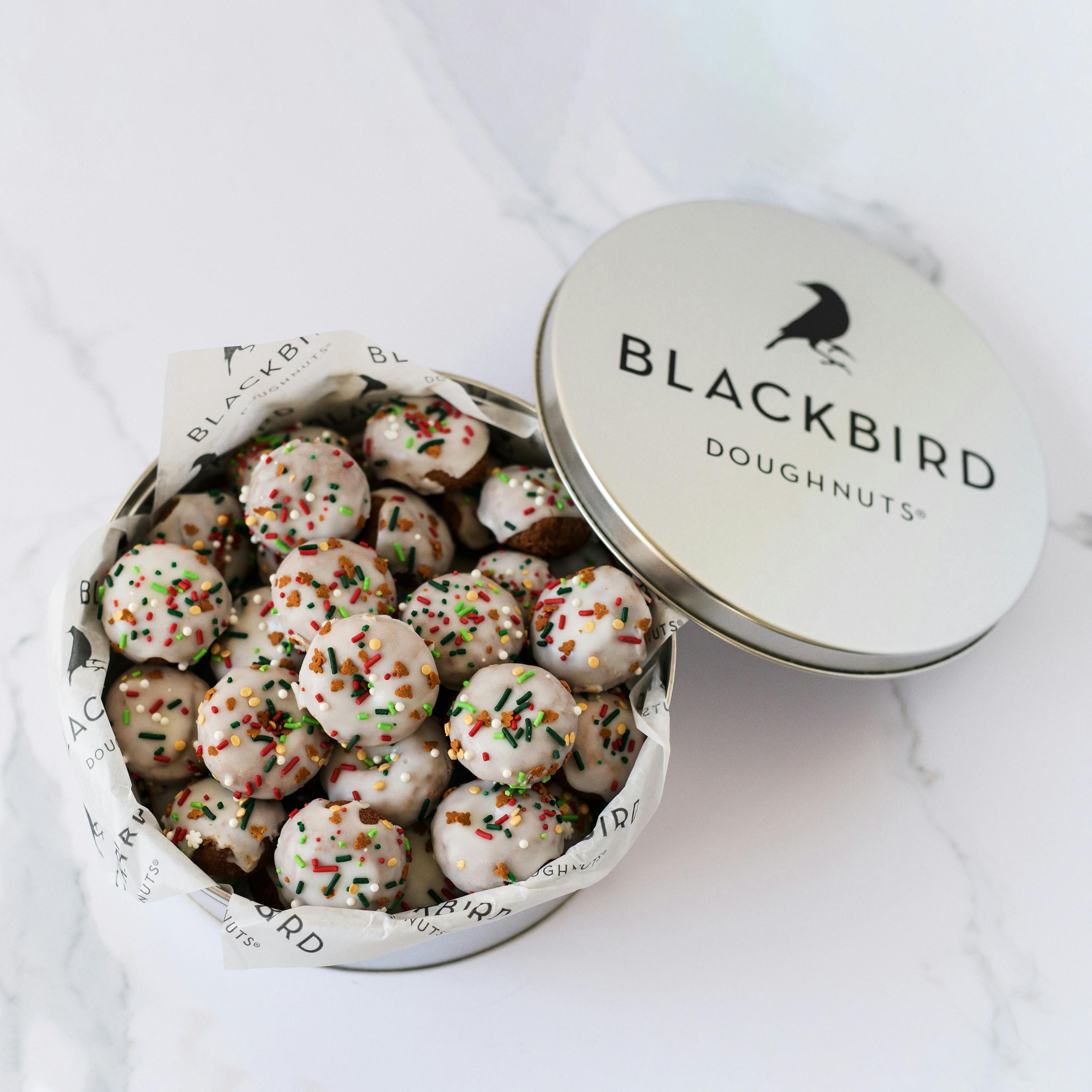 Holiday Mini Cake Doughnuts Gift Tin - 2 Pack by Blackbird Doughnuts - Alternate image 1