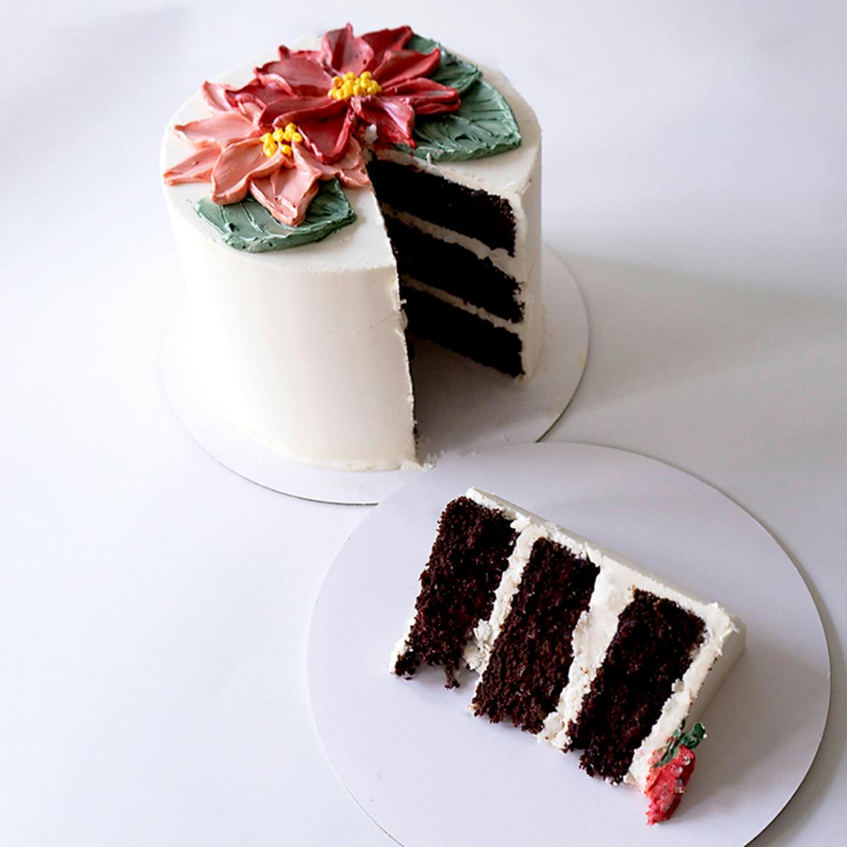 Holiday Floral Decorated Chocolate Cake by Miri Nadler Cakes