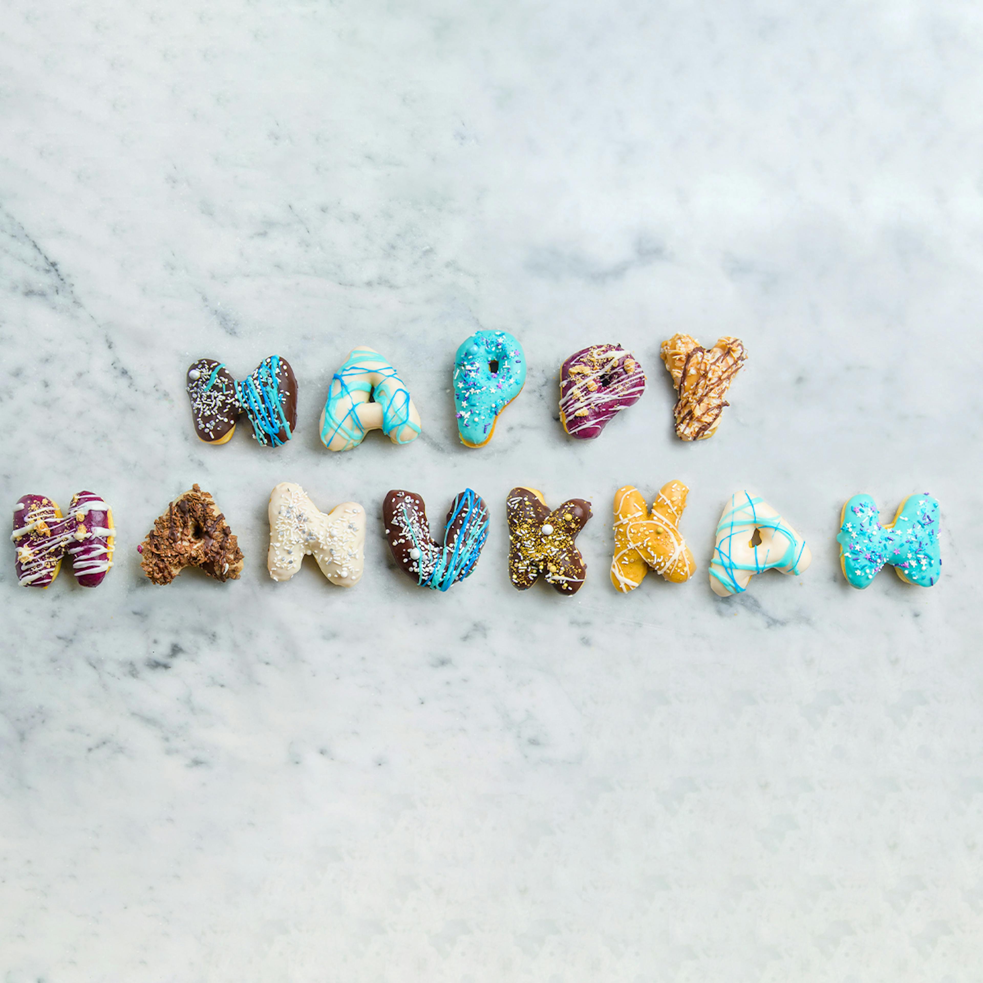 "Happy Hanukkah" Message Donuts by Angel Food Bakery - Alternate image 1
