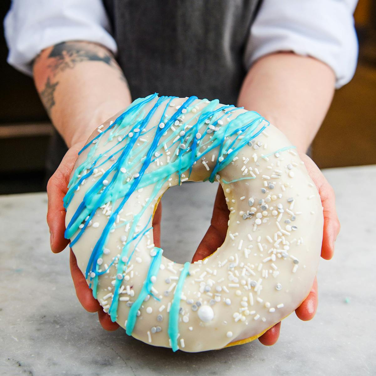 Hanukkah Jumbo Donut by Angel Food Bakery Goldbelly