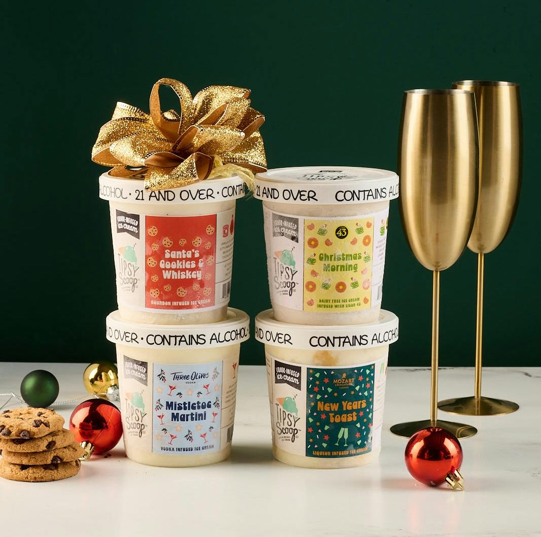Holiday Boozy Ice Cream - BUY 4 Pints, GET 2 FREE by Tipsy Scoop Boozy Ice Cream