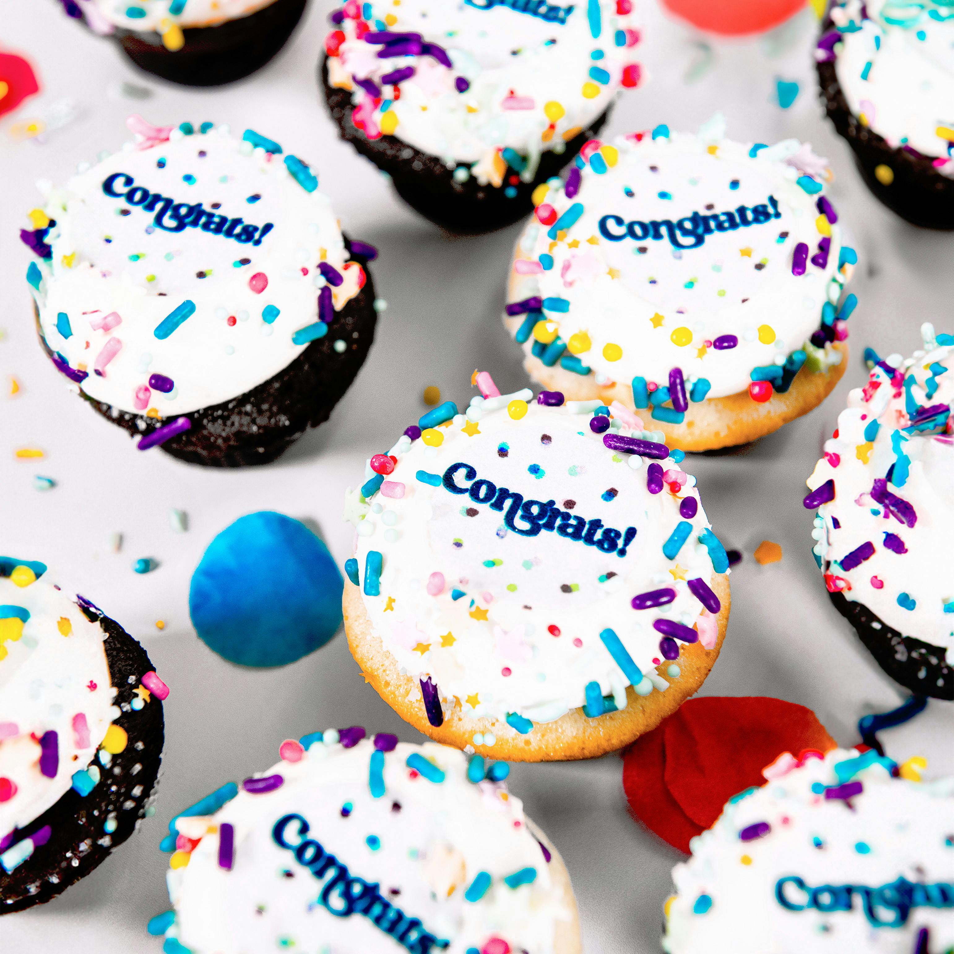 "Congrats" Mini Cupcakes - 12 Pack by Trophy Cupcakes