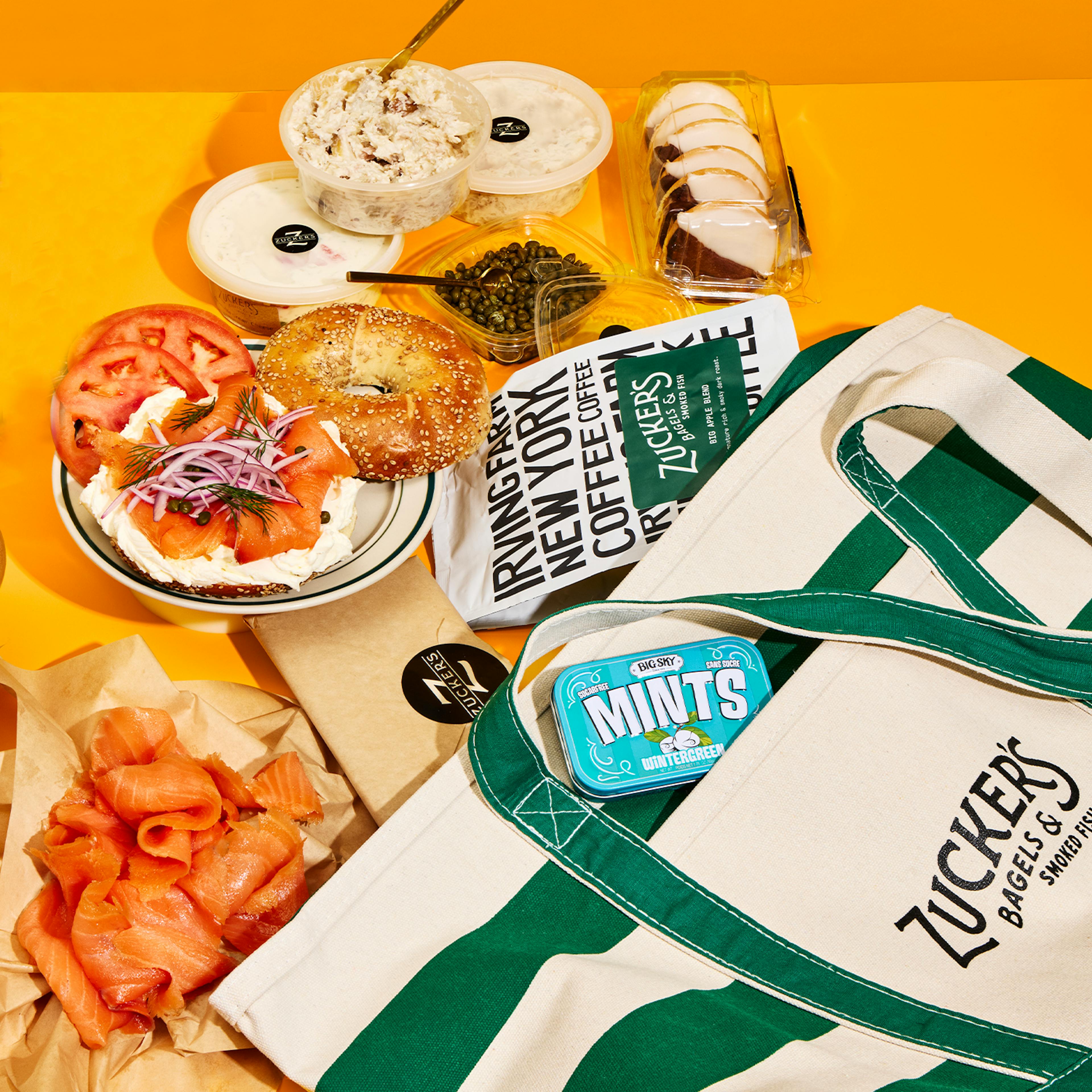 Hamptons Weekender Bagel Brunch Box for 12 + 1 FREE Beach Bag by Zucker's Bagels and Smoked Fish