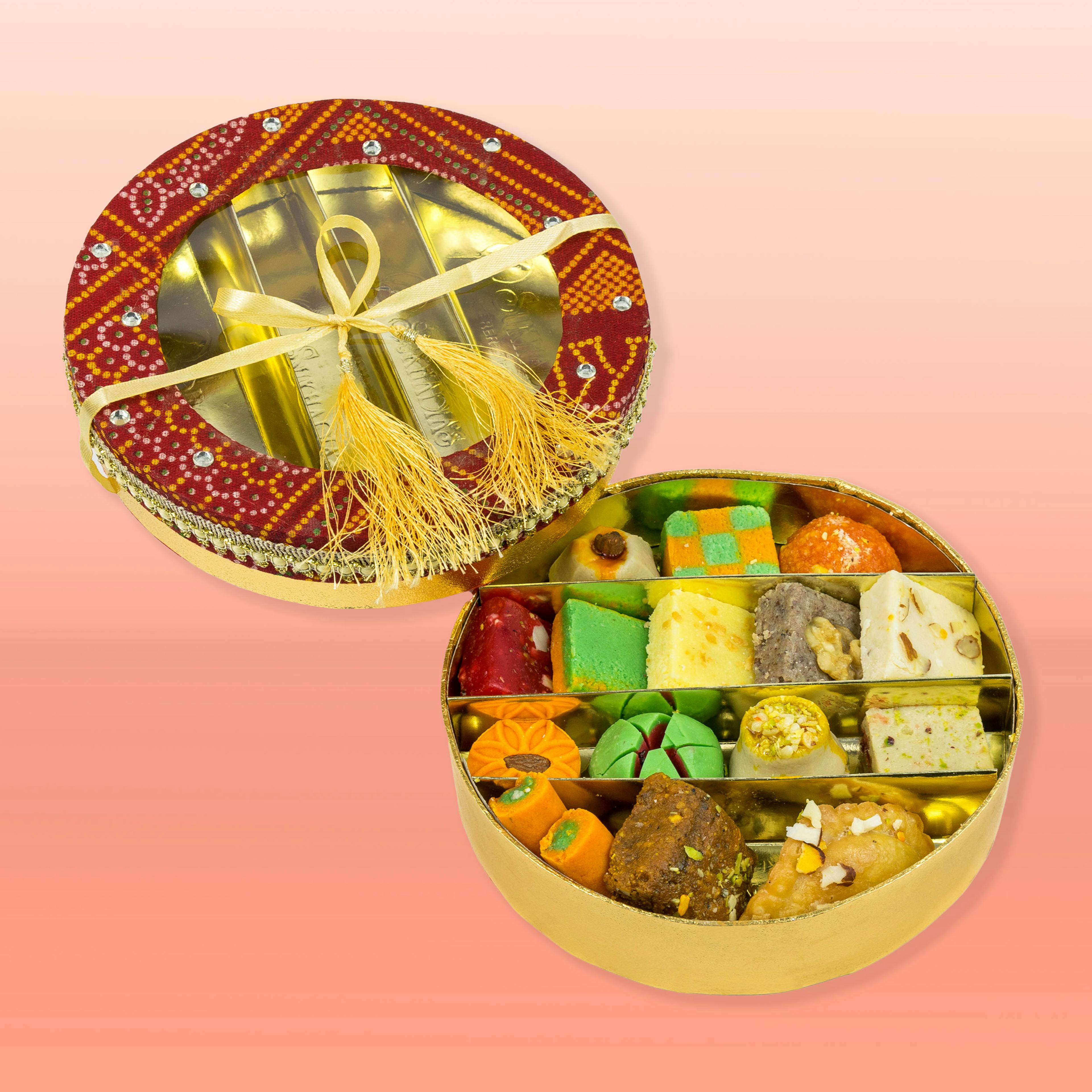 Bandhani Assorted Sweets Gift Box by Sukhadia's