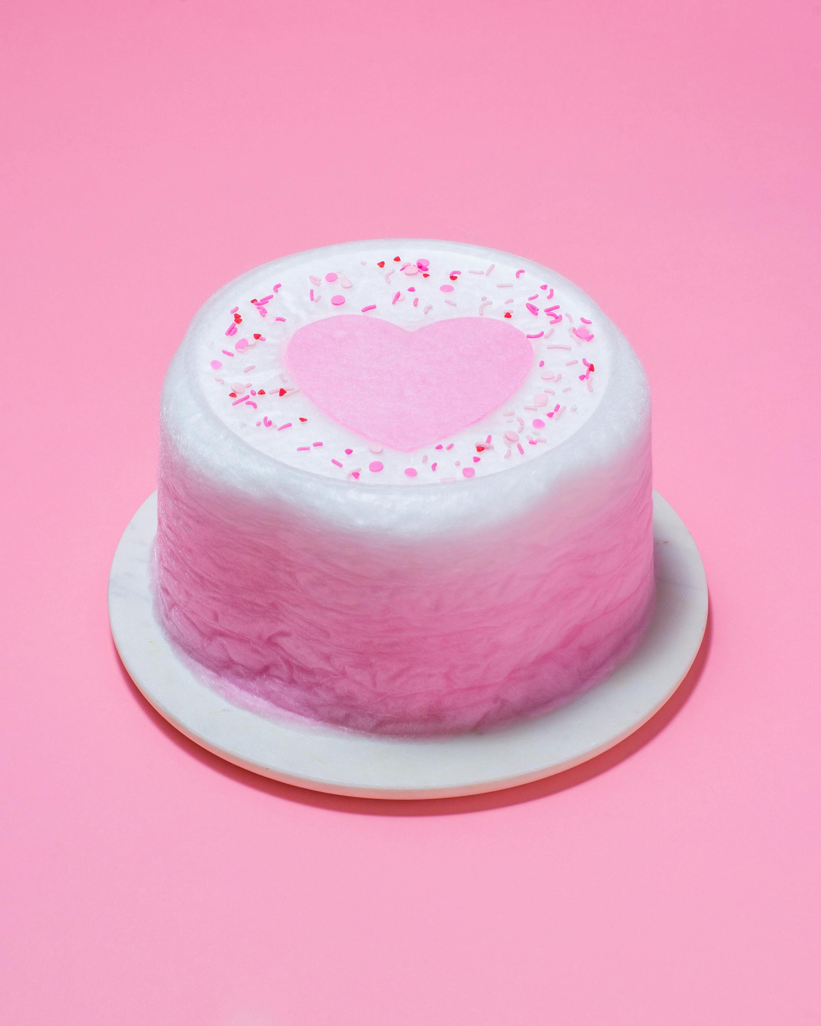 Valentine's Day Pink Watermelon Ombré Heart Cotton Candy Floof Cake by Floof Cotton Candy Cakes - Alternate image 1