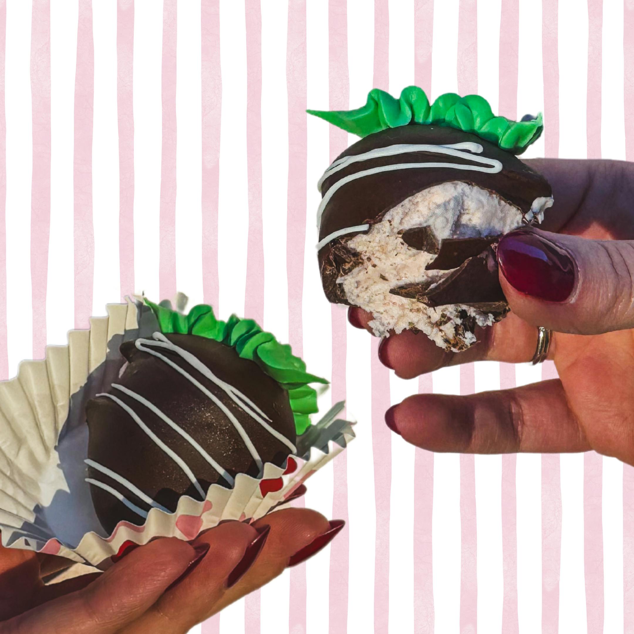 "Chocolate Covered Strawberries" Ice Cream Bites - 5 Pack by Andia's Ice Cream