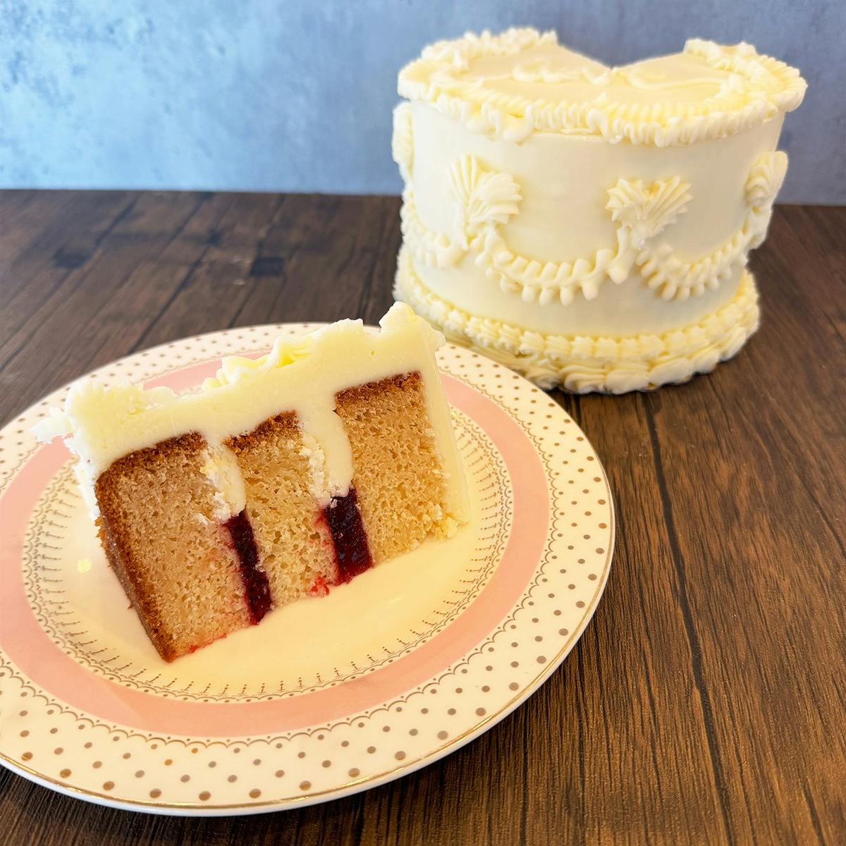 "Vintage Valentine" Almond & Raspberry Cake by Nadia Cakes - Alternate image 1