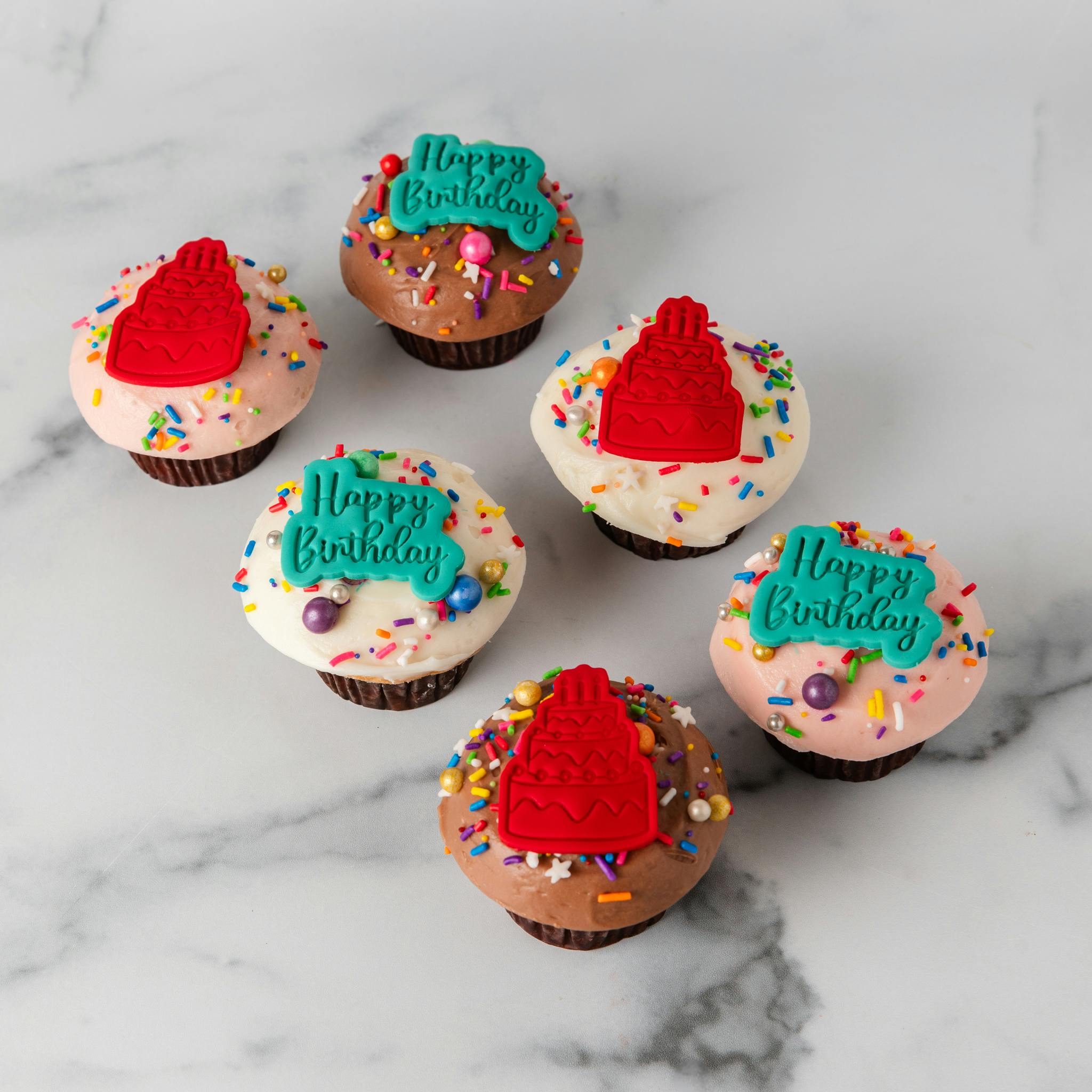 Festive "Happy Birthday" Cupcake Dozen by Crave Cupcakes - Alternate image 1