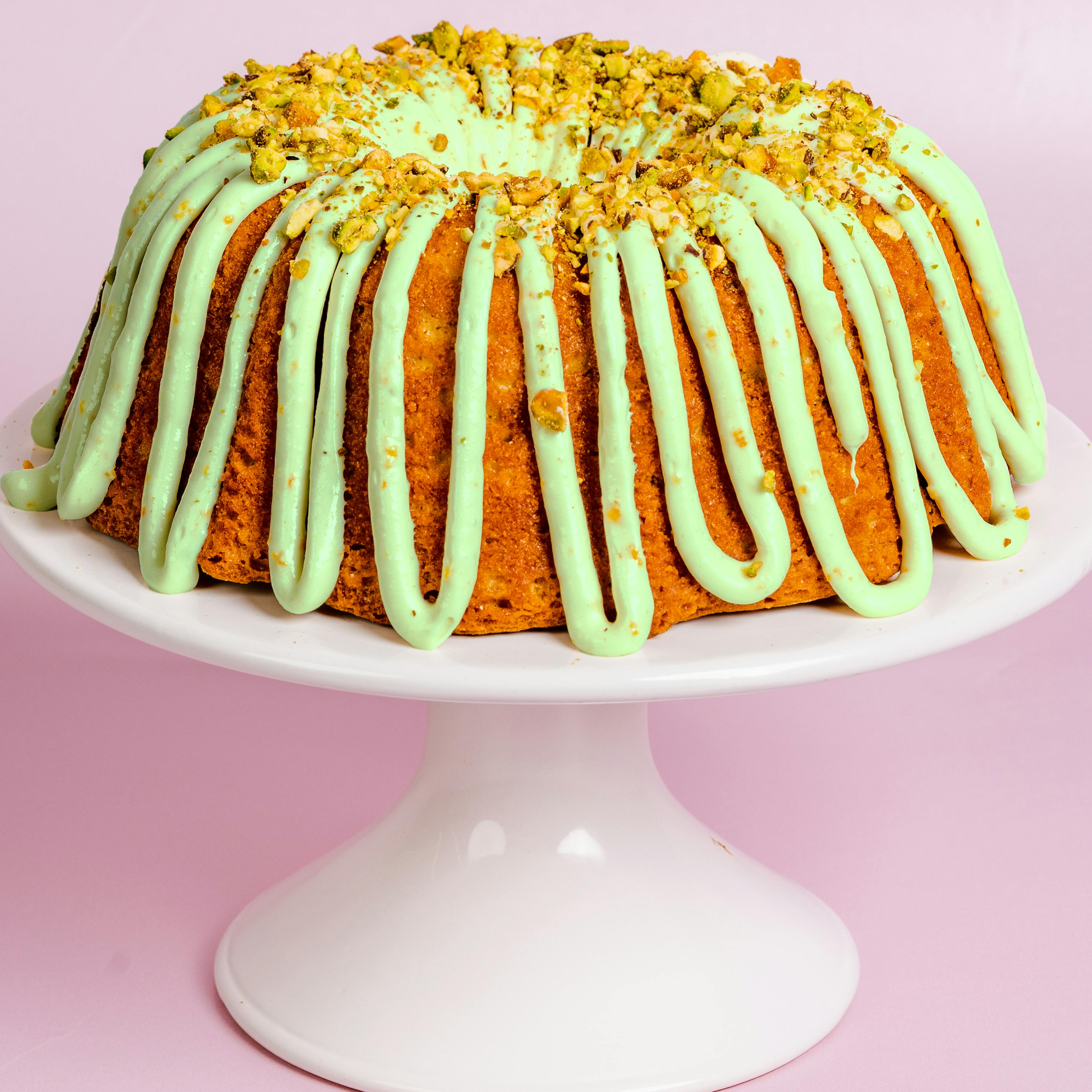 St. Patrick's Day Pistachio Bundt Cake by Mo's Bundt Cakes