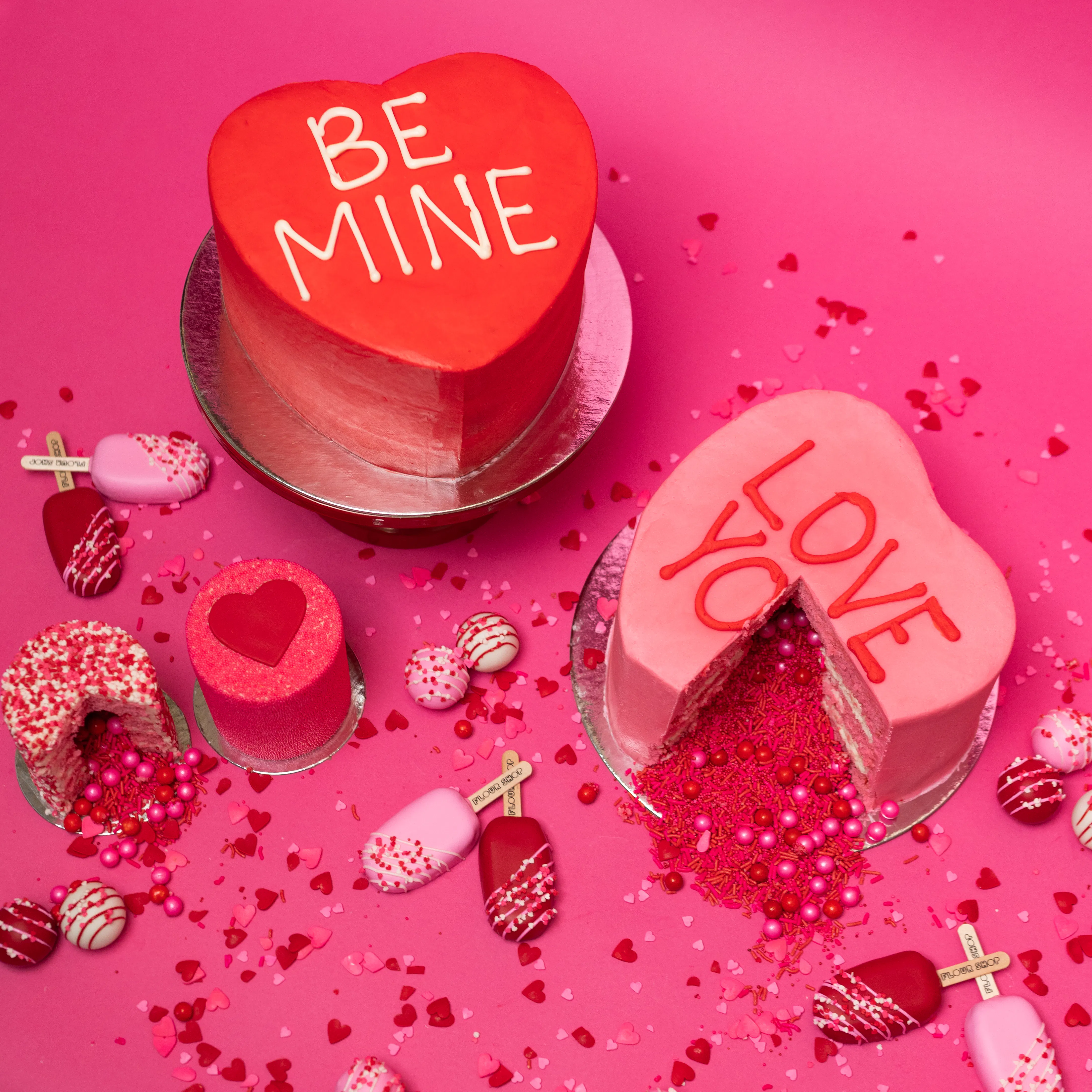 Conversation Heart Explosion® Cake by Flour Shop