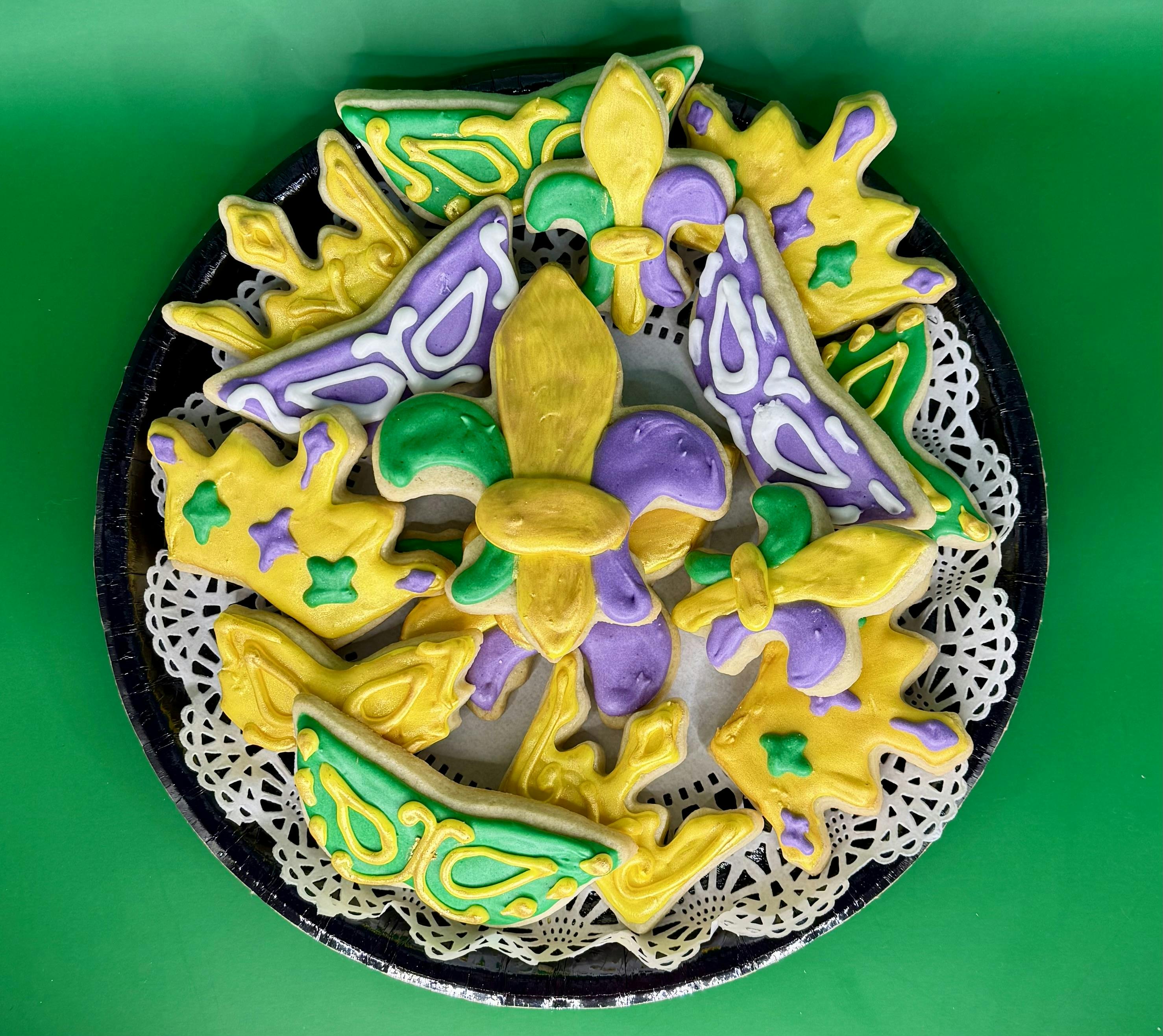 Mardi Gras Sugar Cookie Platter by Bread and Roses Bakery