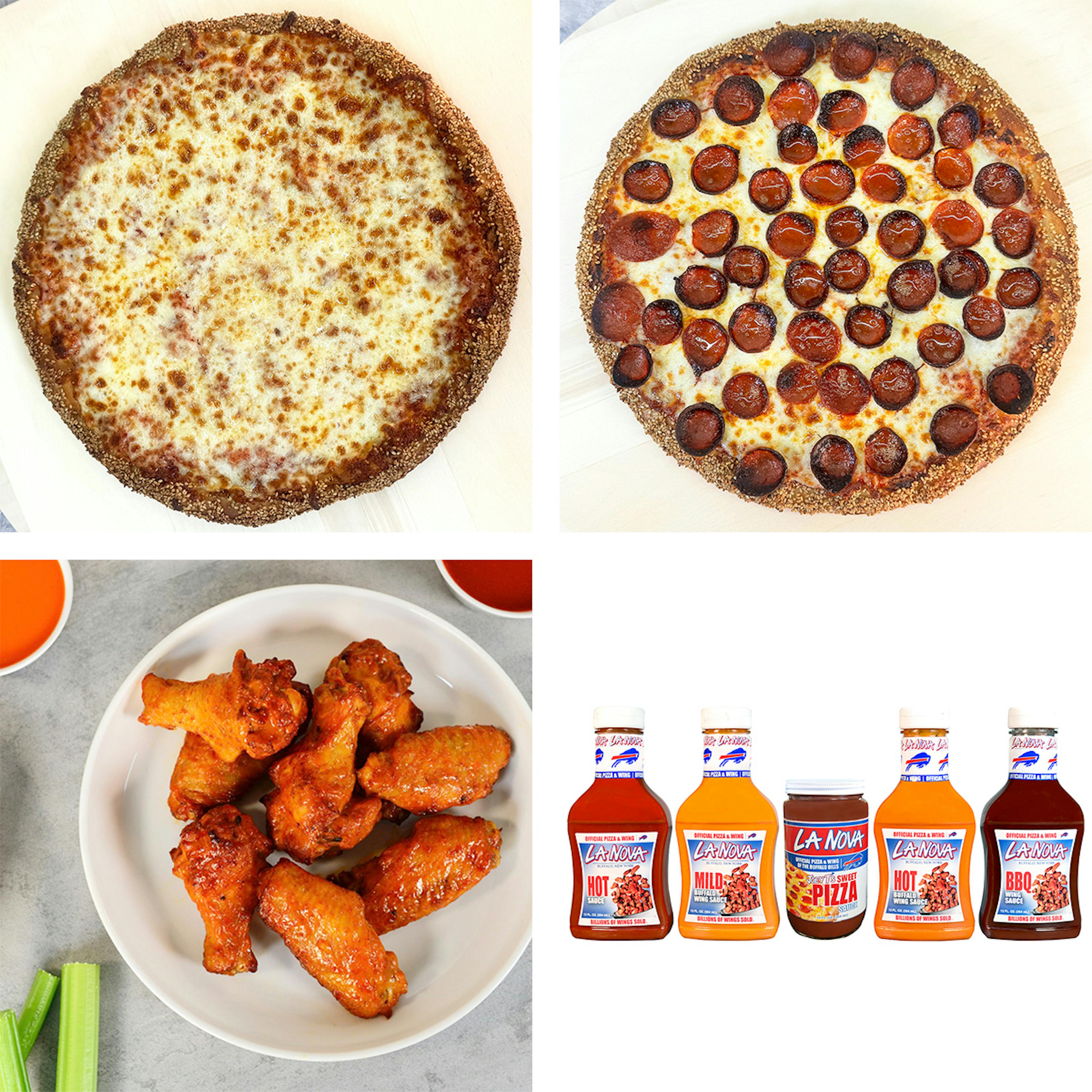 Pizzas + Wings + Sauces Combo Pack for 8-10 by La Nova
