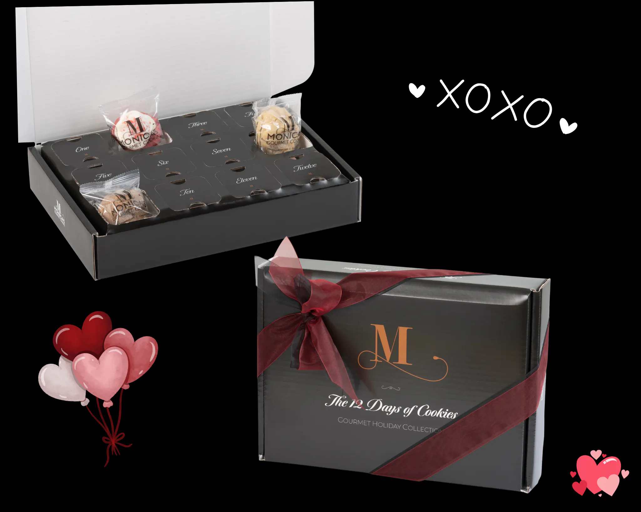 "The 12 Days of Cookies" Valentine's Cookie Sampler - 12 Pack by Monica's Gourmet Cookies