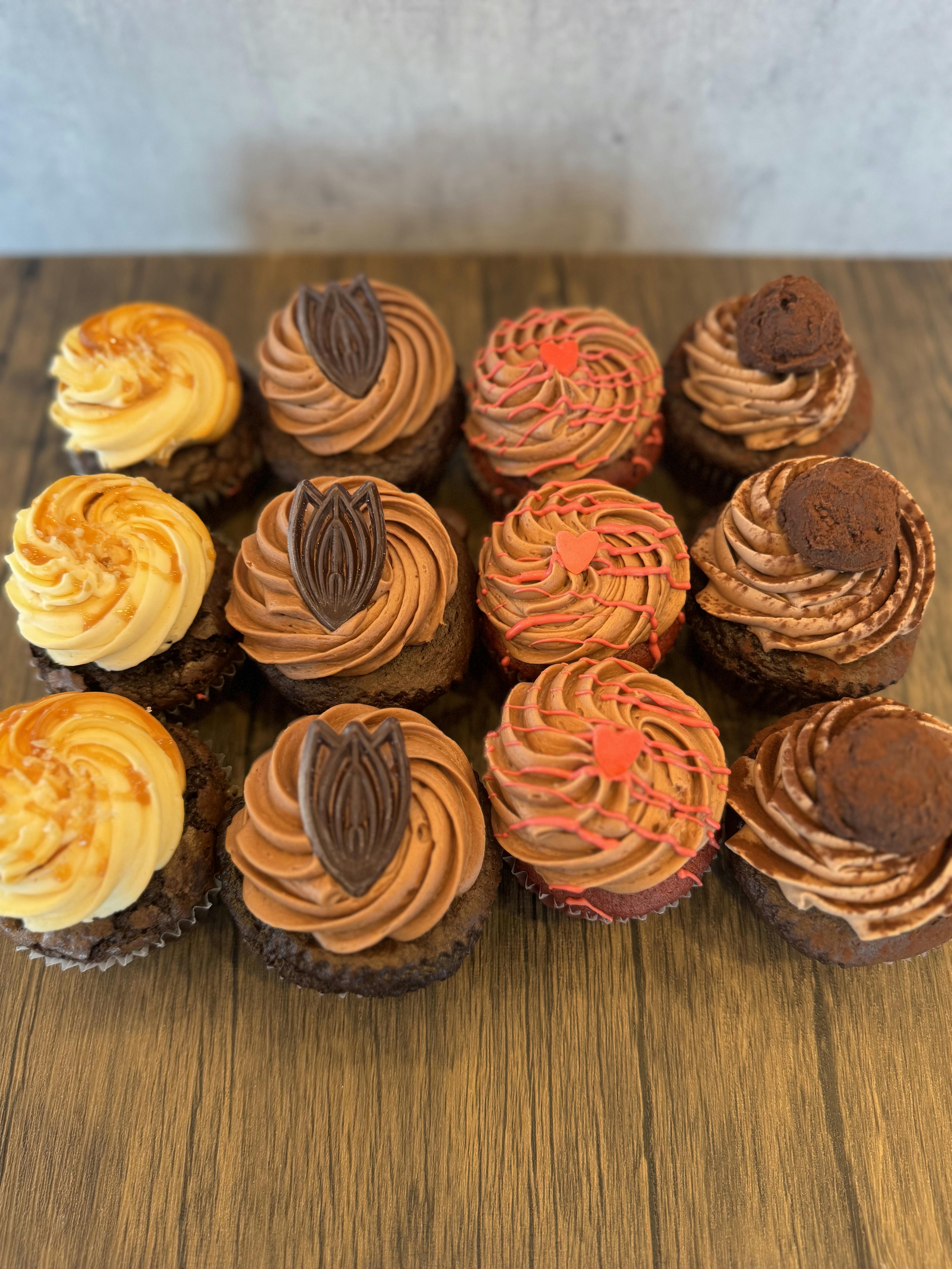 Chocolate Lovers Cupcake Dozen by Nadia Cakes