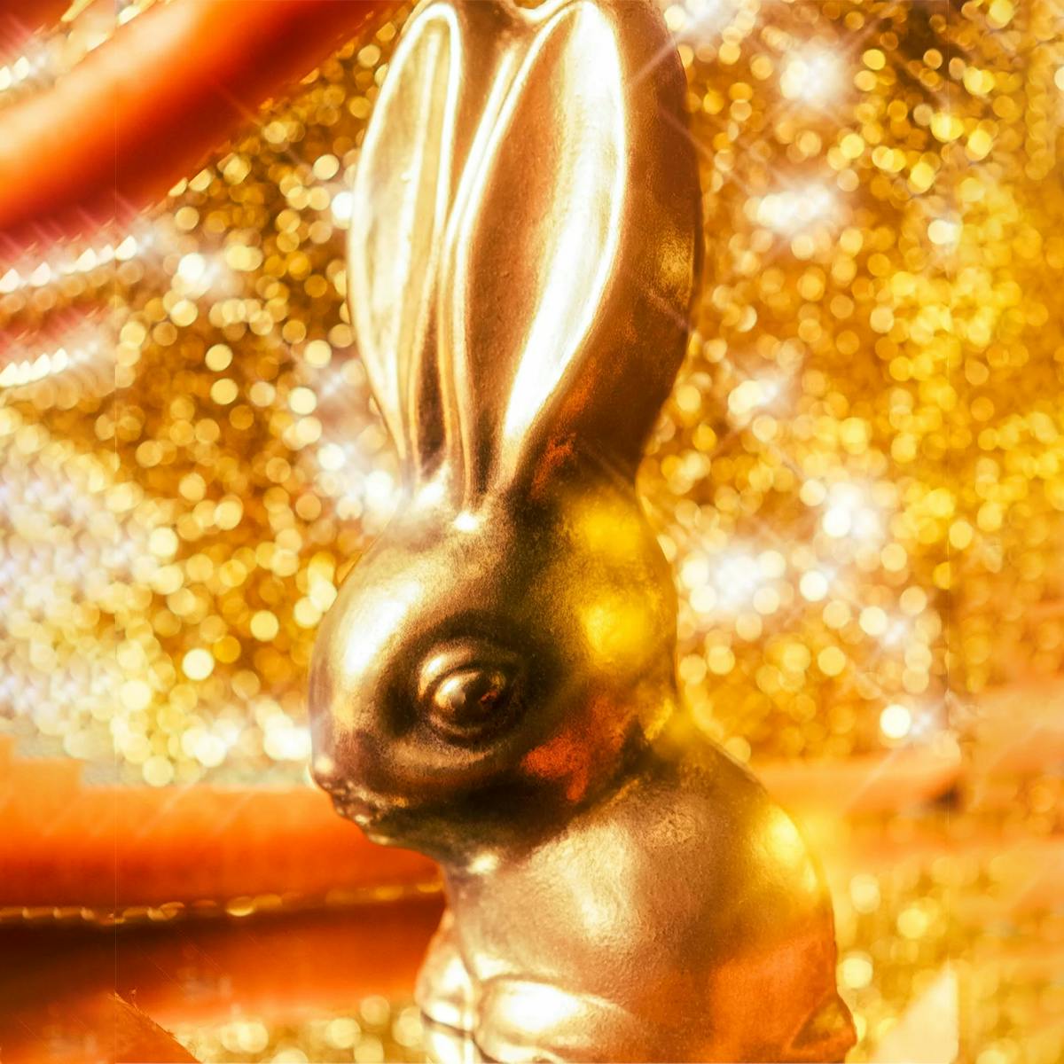 Big Eared 24 Karat Gold Chocolate Easter Bunny by Compartés Chocolates - Alternate image 1