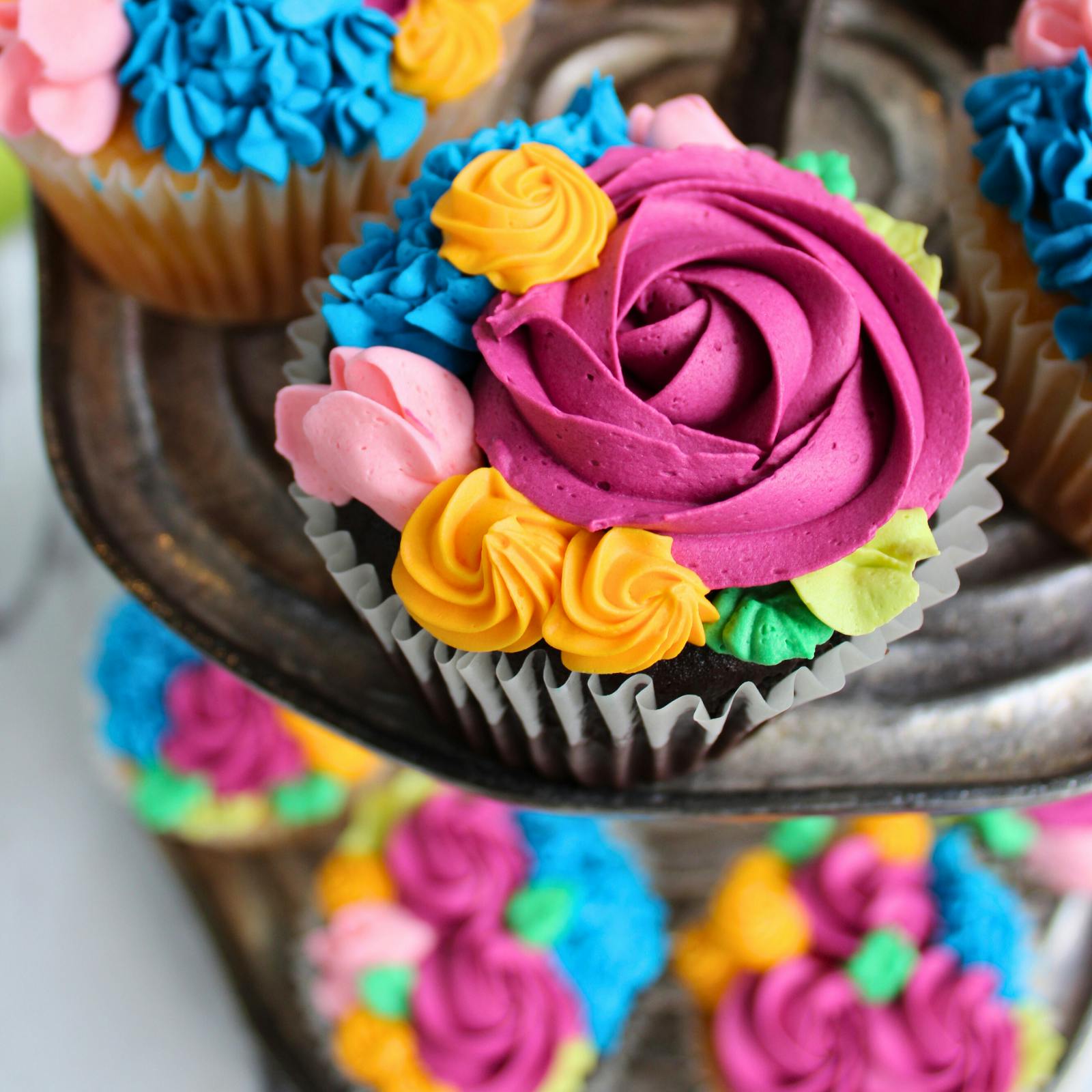 Assorted Mother's Day Floral Cupcakes - 12 Pack by The Goddess and Grocer - Alternate image 1