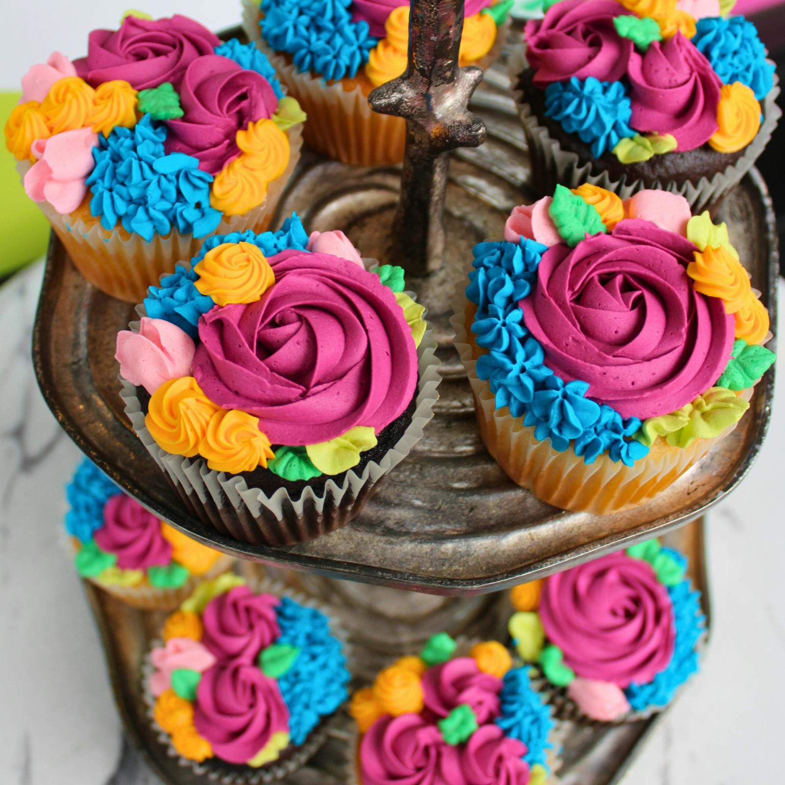 Assorted Mother's Day Floral Cupcakes - 12 Pack by The Goddess and Grocer