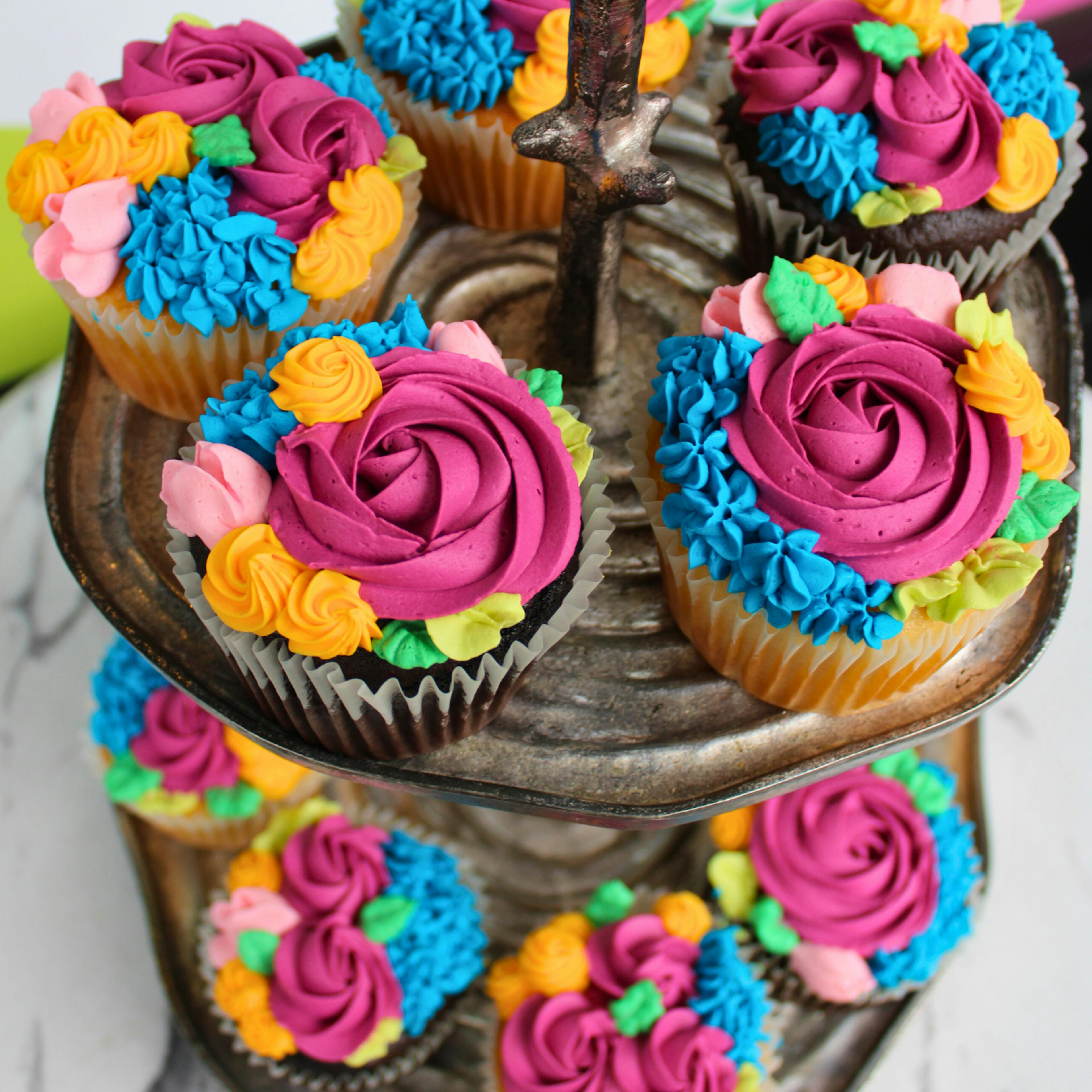 Assorted Mother's Day Floral Cupcakes - 12 Pack by The Goddess and Grocer