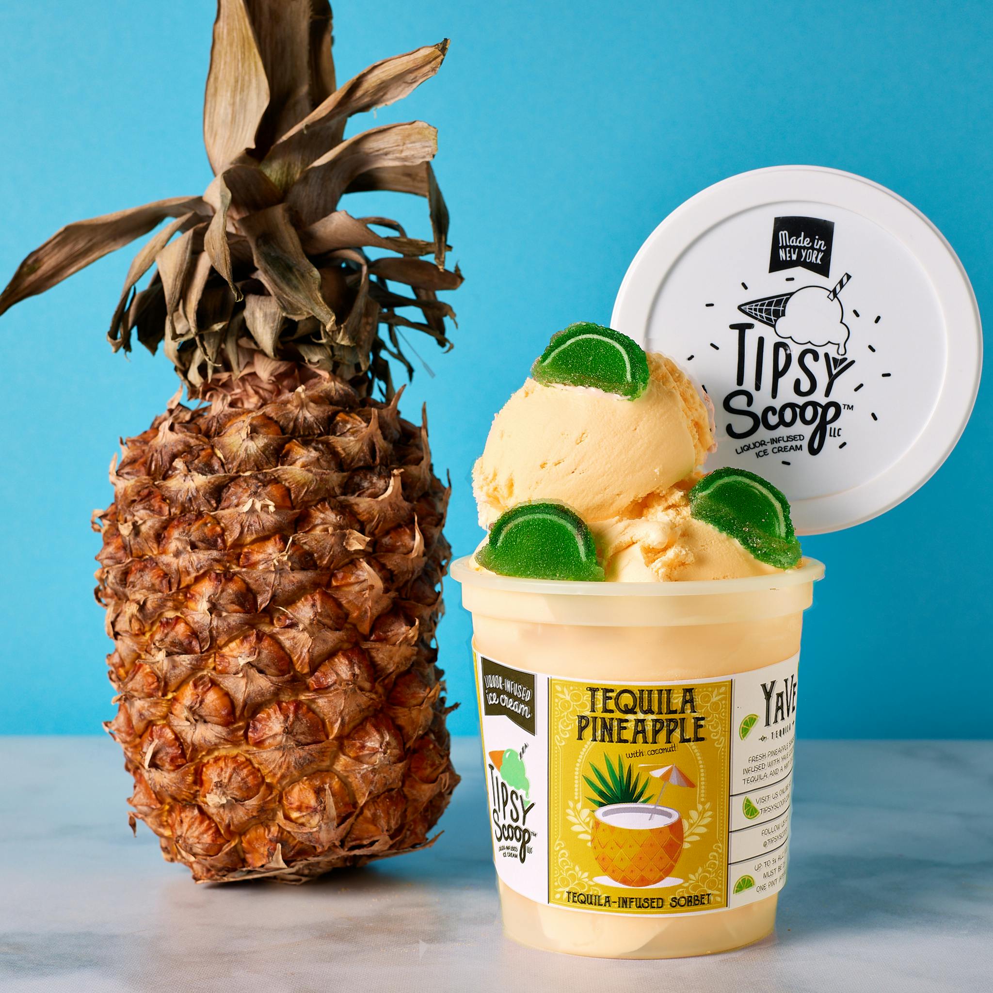 Coconut Tequila Pineapple Boozy Sorbet - 4 Pints by Tipsy Scoop Boozy Ice Cream